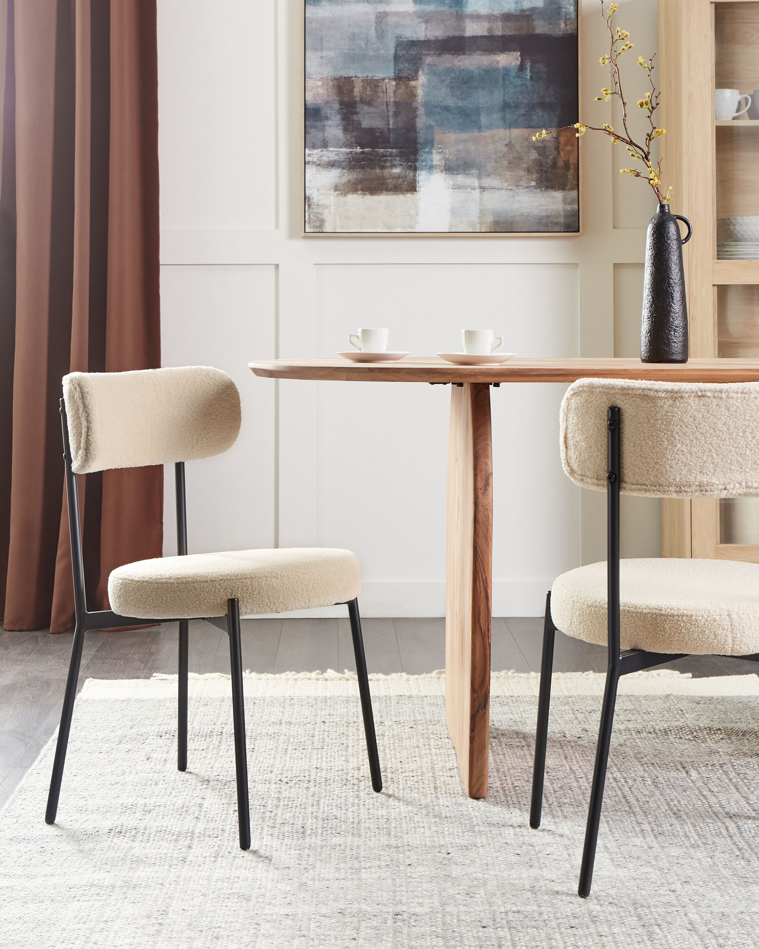 Scaun dining - Set of 2 dining chairs ALLISON Boucle Light beige