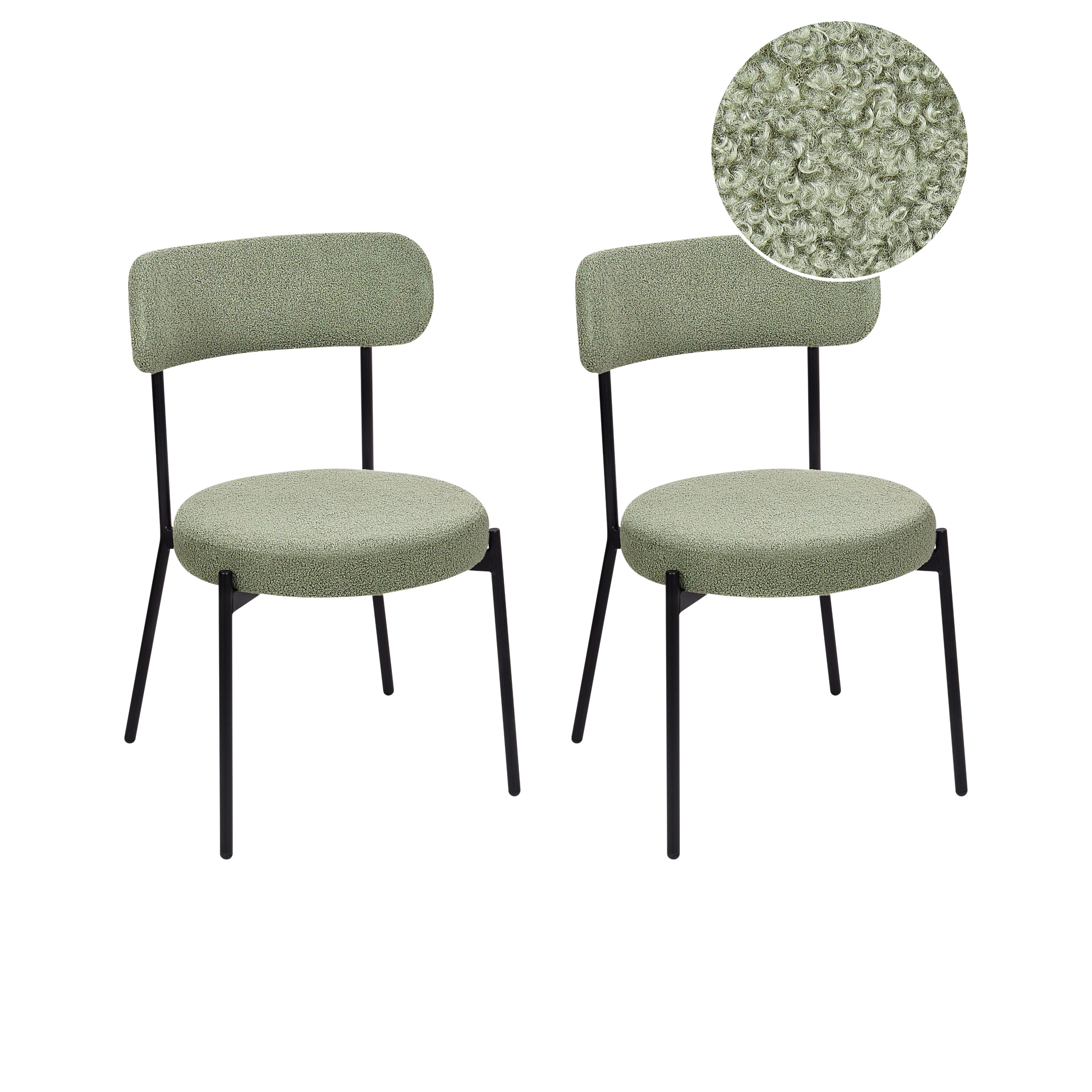 Set de 2 scaune dining ALLISON Boucle Verde deschis [2]
