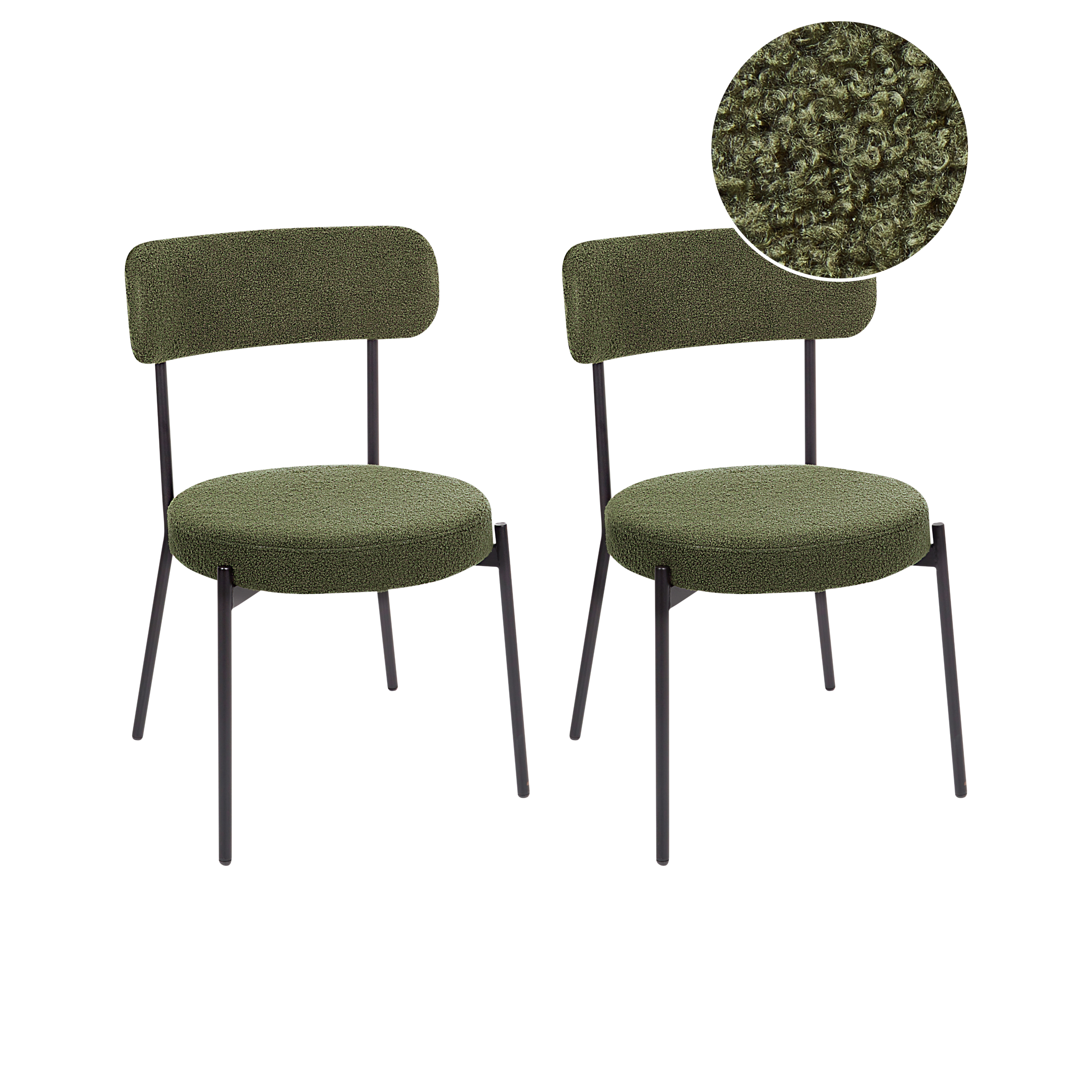 Set of 2 dining chairs ALLISON Boucle Dark Green [2]