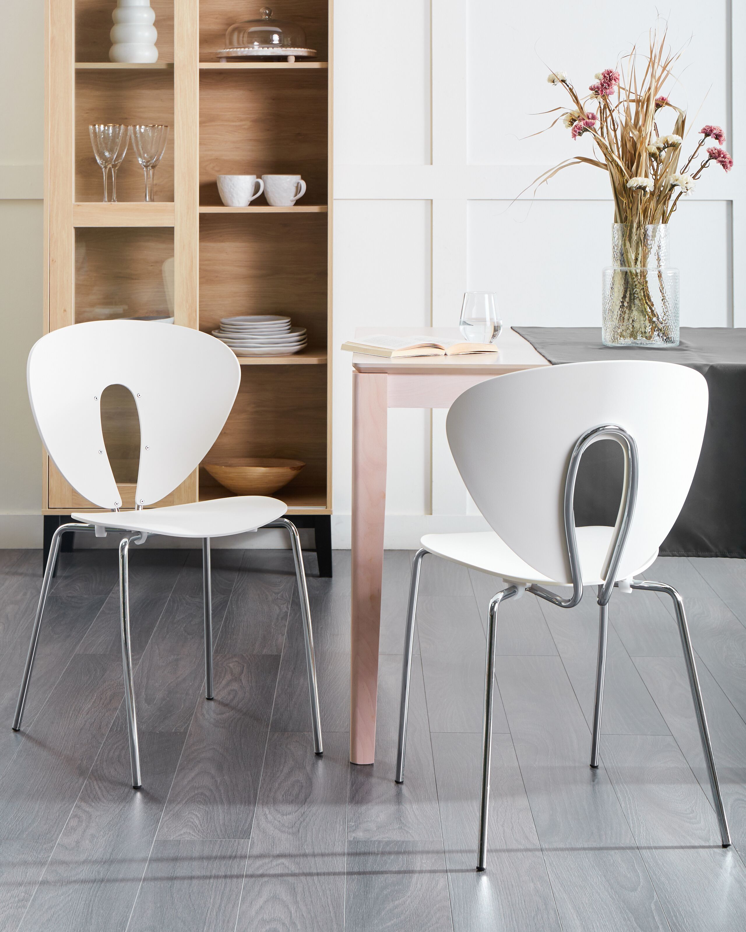 Scaun dining - Set de 2 scaune dining TRACY Alb