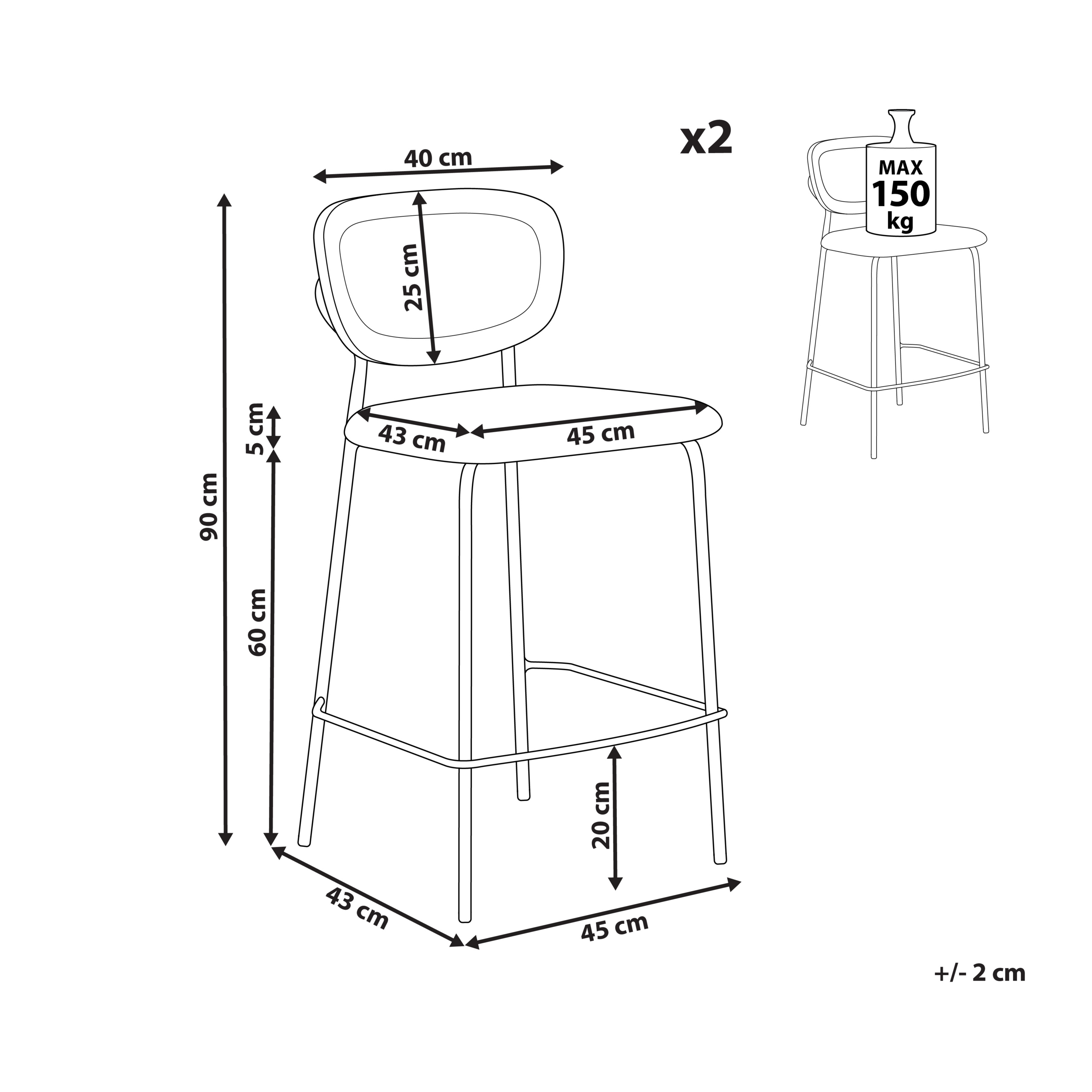 Set de 2 scaune de bar MAYETTA Ratan Negru [3]
