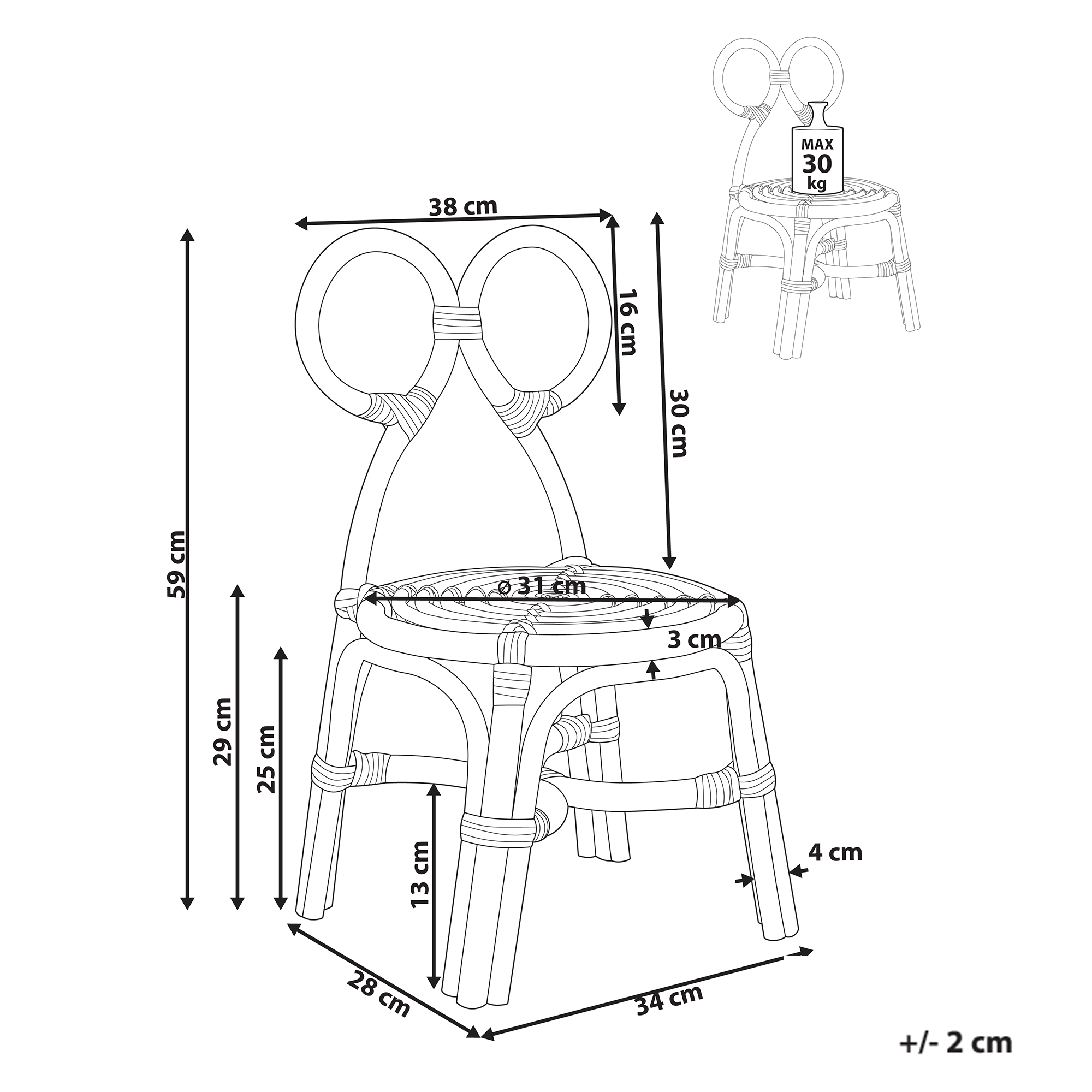 Children's chair MIRTIA Rattan Yellow [3]