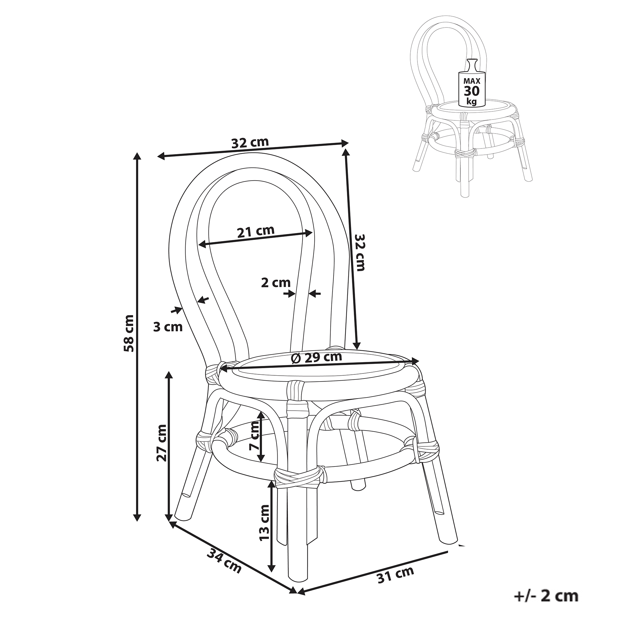 KALIVIA children's chair Rattan Pink [3]