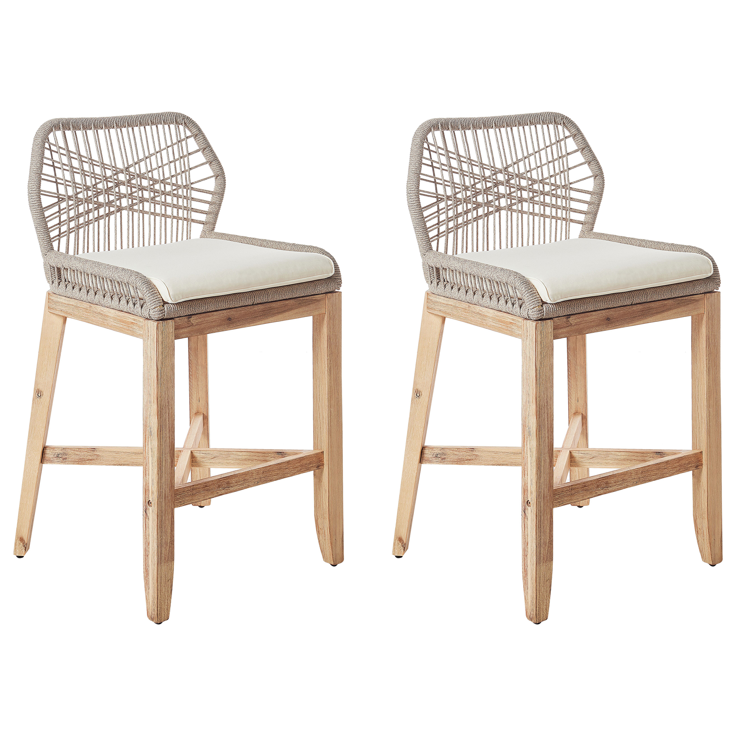 Set of 2 outdoor bar stools TALAMONE Acacia Wood Beige [2]