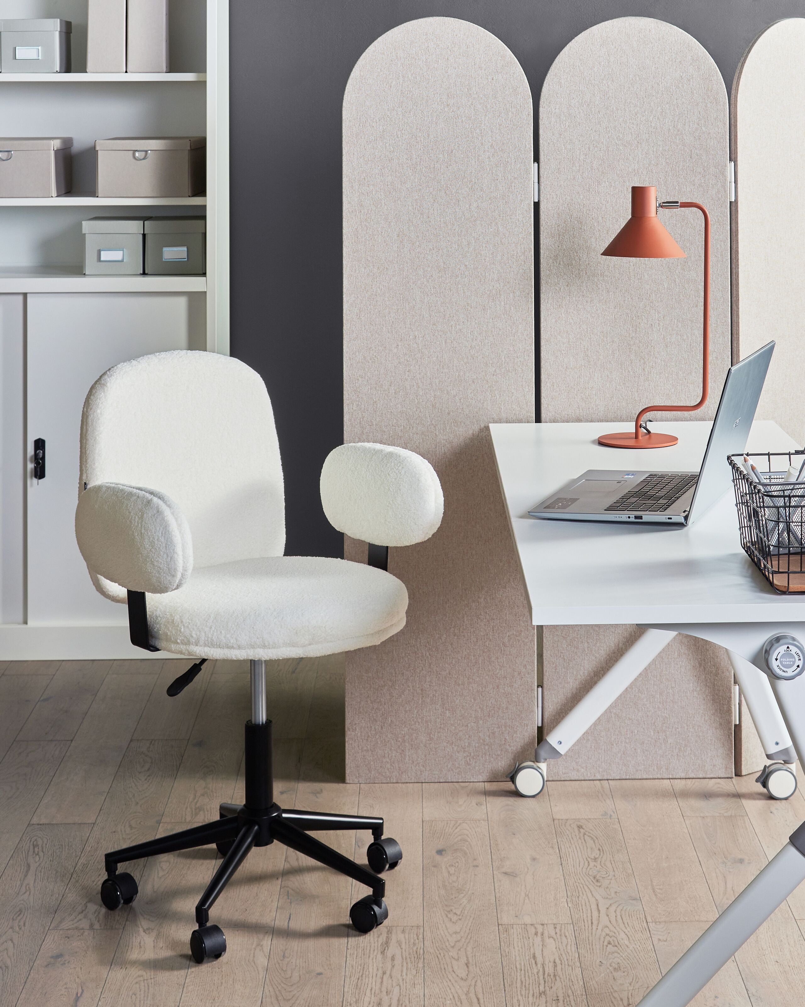 Scaun de birou - Scaun de birou MORAGA Boucle Alb-murdar