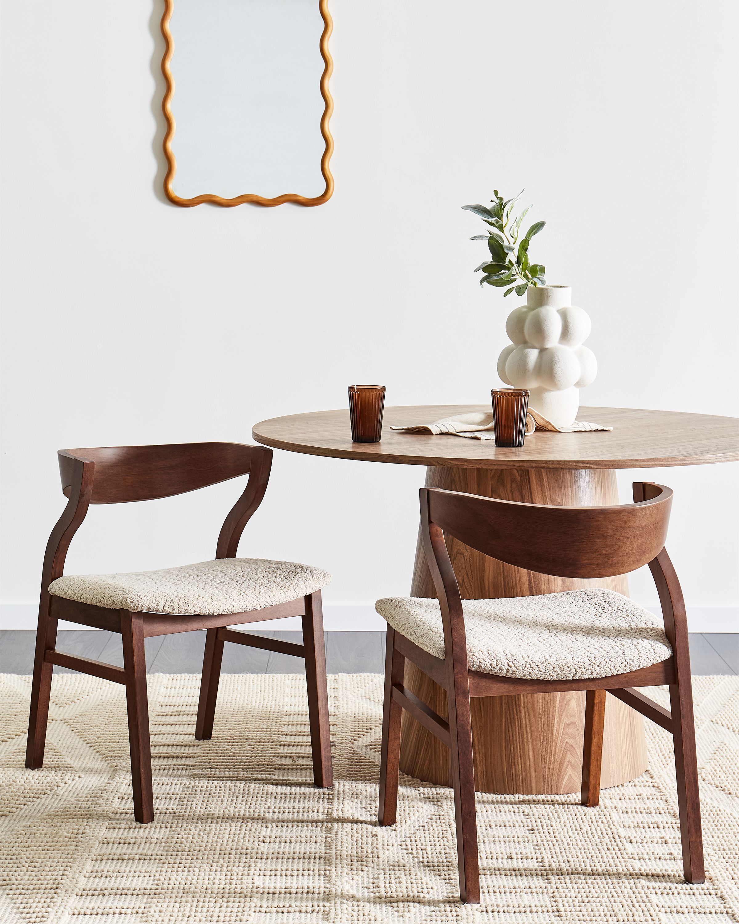 Scaun dining - Set of 2 dining chairs MAROA Light Beige Wood