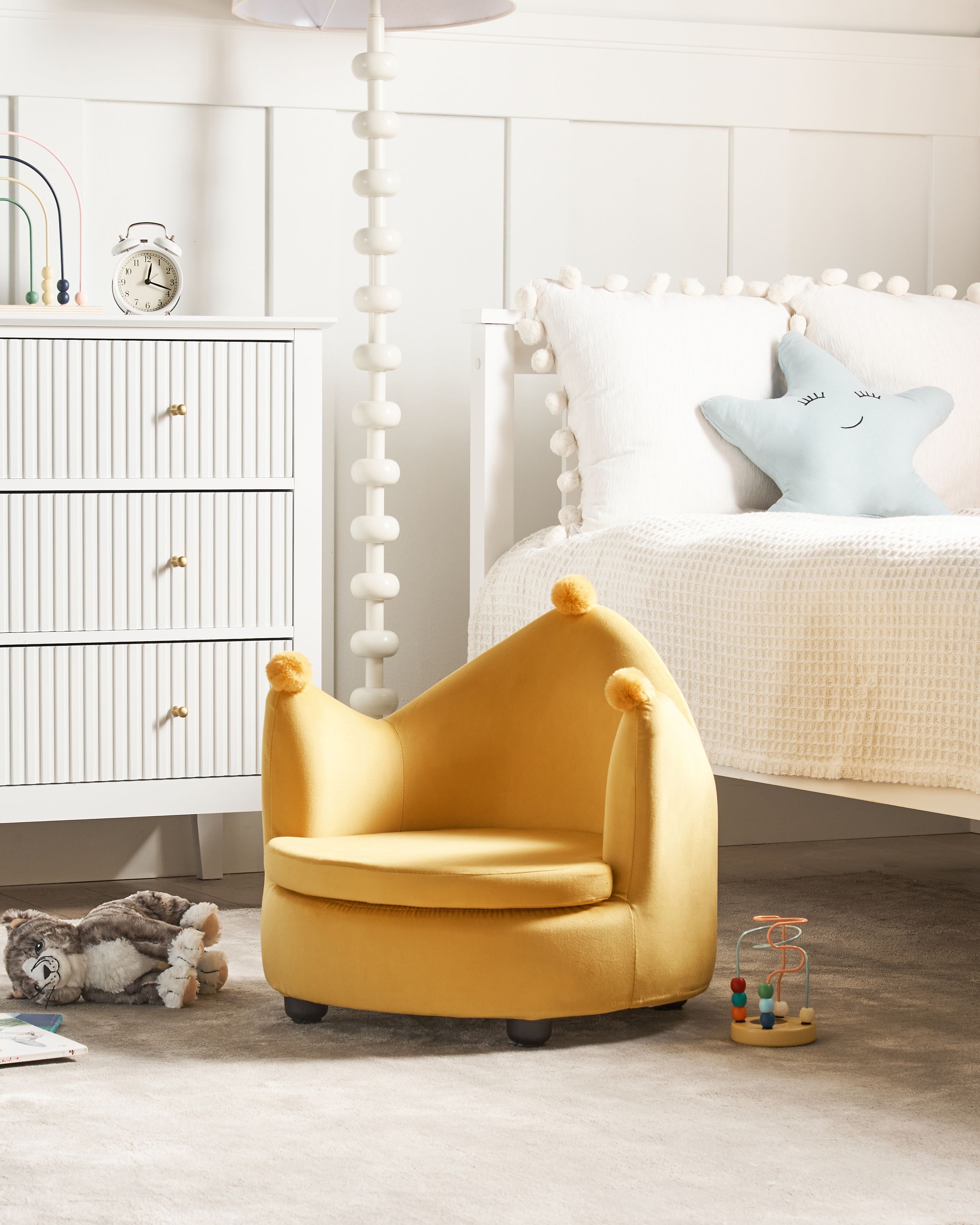 Fotoliu pentru copii - Scaun pentru copii Coroană VEGA Catifea Galben