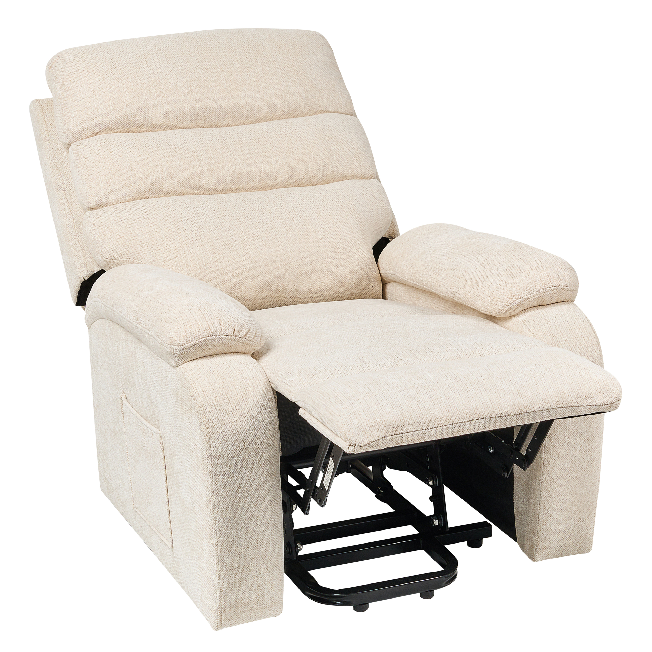 RISE electric recliner armchair Retractable footrest Light beige [2]
