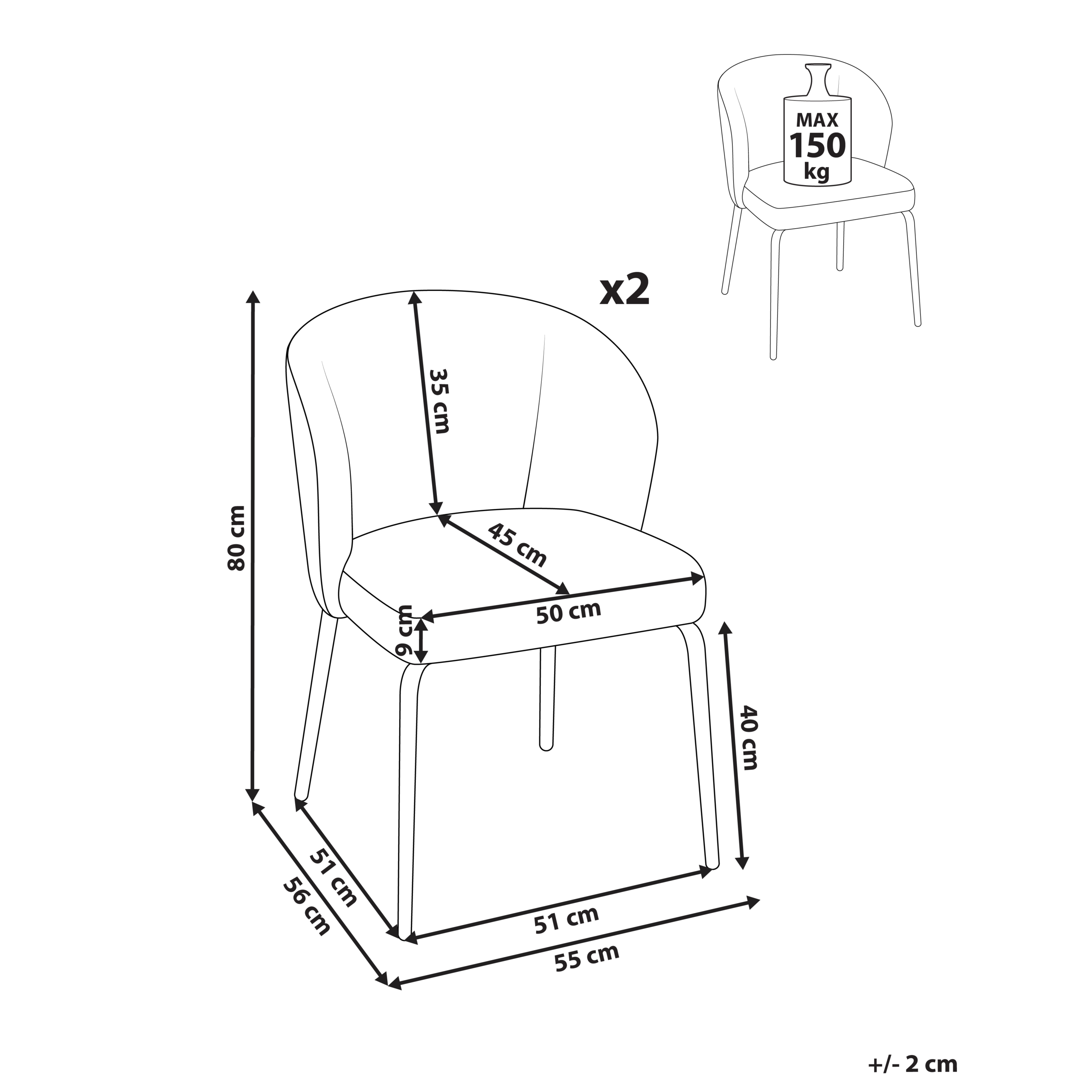 Set of 2 Dining Chairs ZANA White [3]