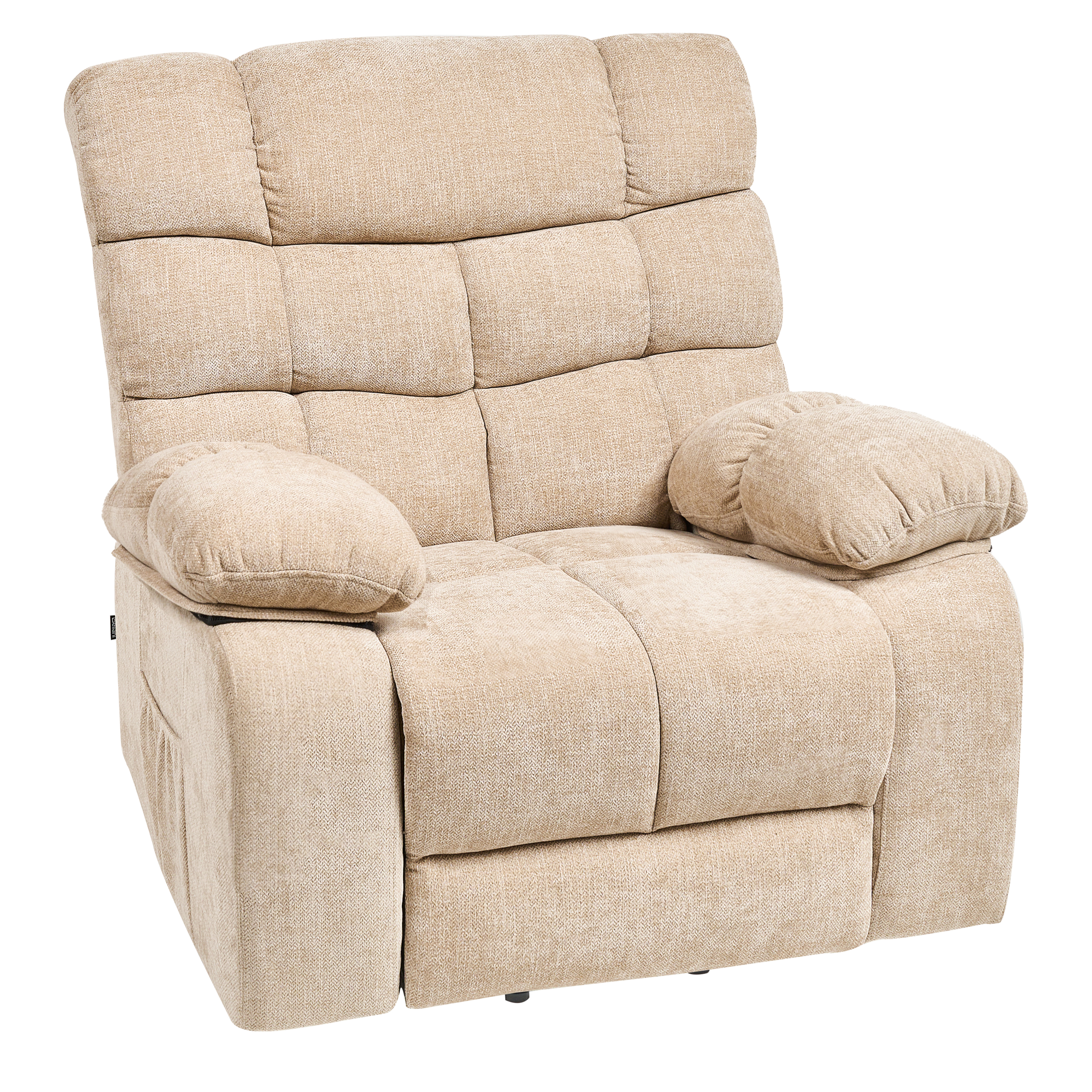 Armchair with Electric Recliner ARES Retractable Footrest Beige [5]