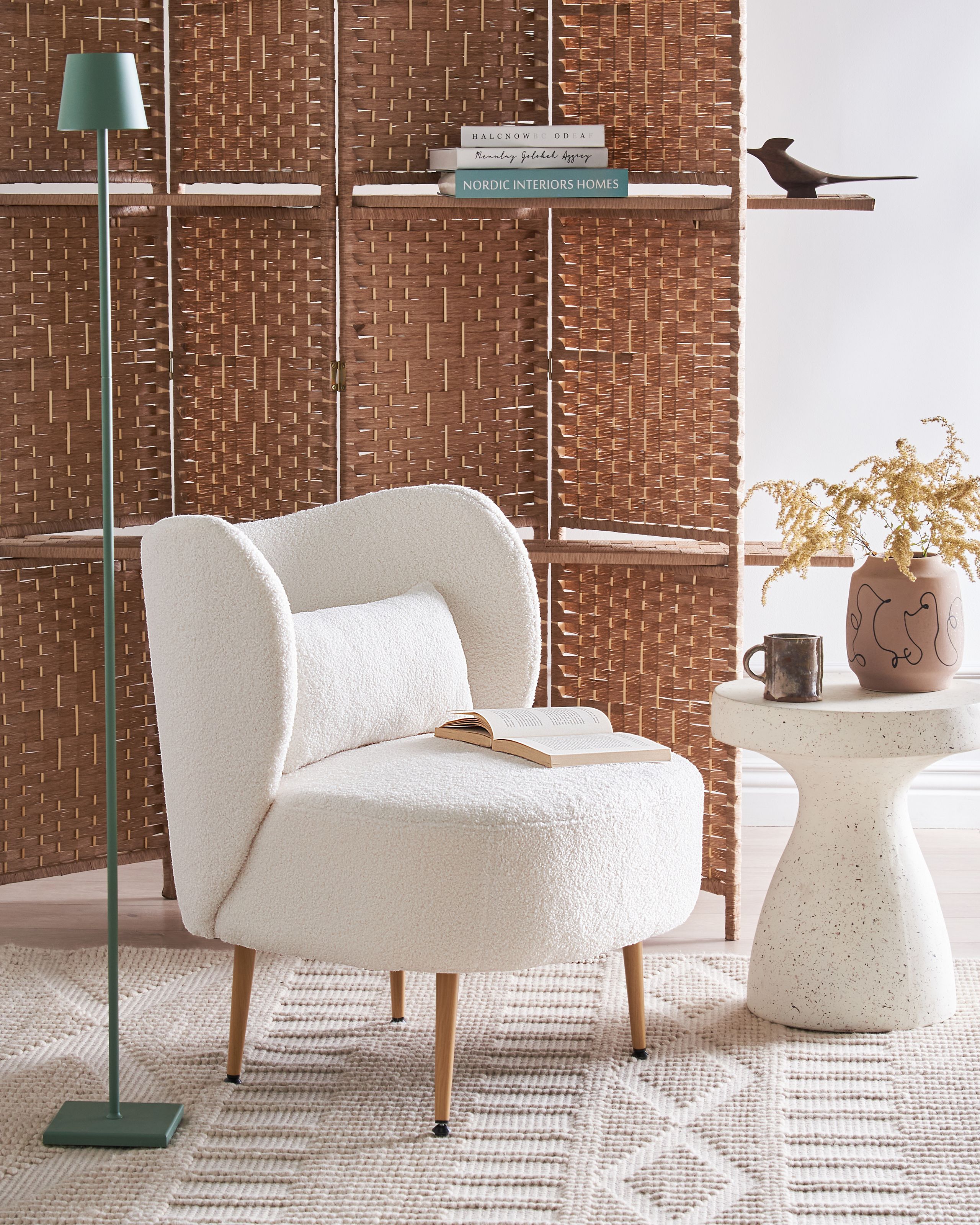 Fotoliu - Fotoliu OTSBY II cu pernă Boucle Alb-murdar