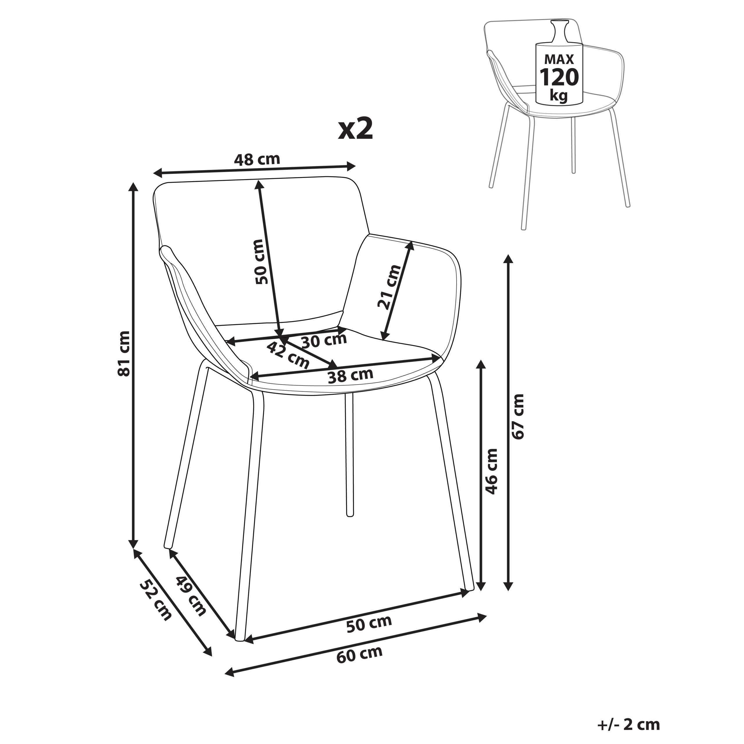 Set of 2 dining chairs AXTEL Light grey [3]