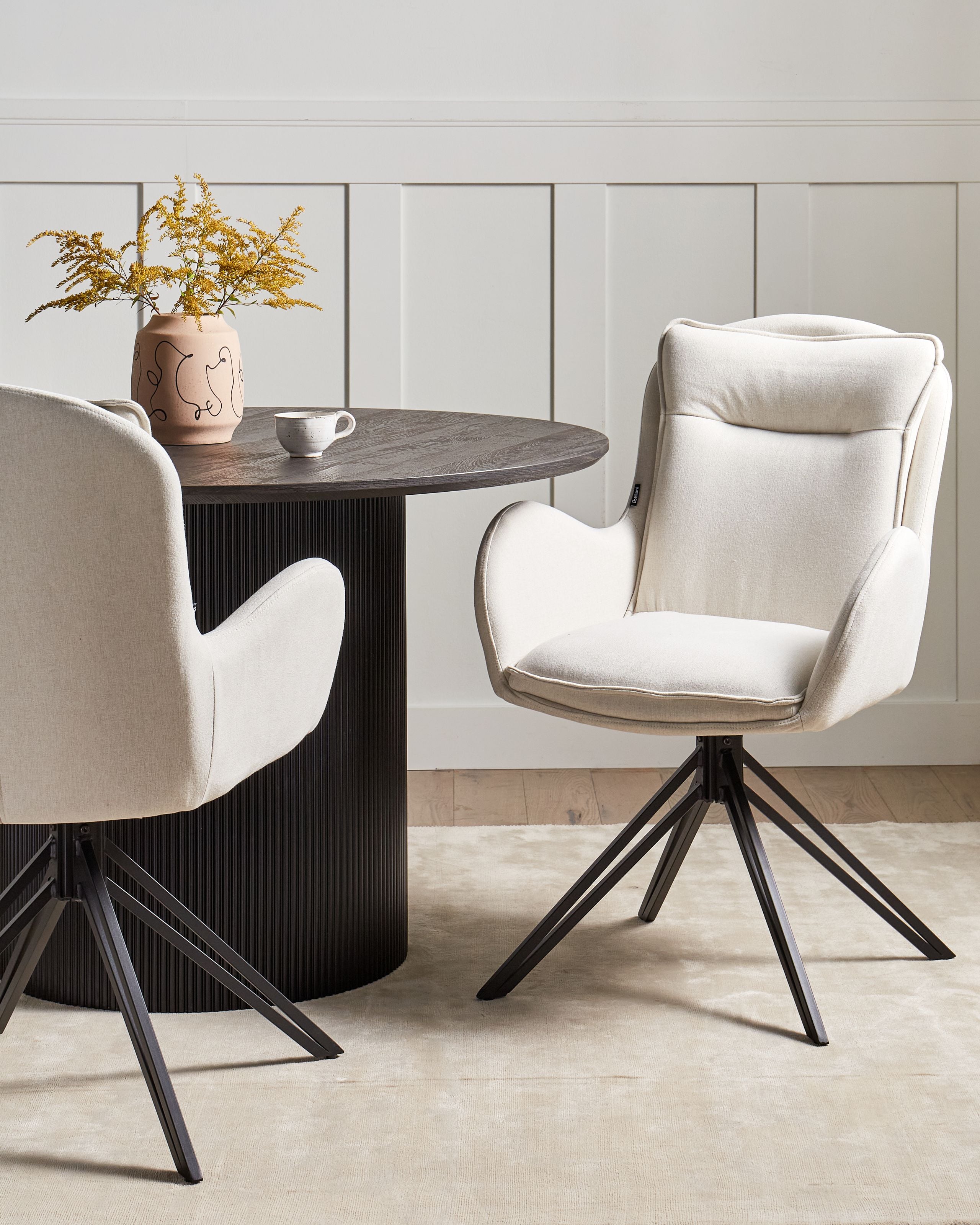 Scaun dining - Set de 2 scaune dining Pivotant AVELAR Bej deschis