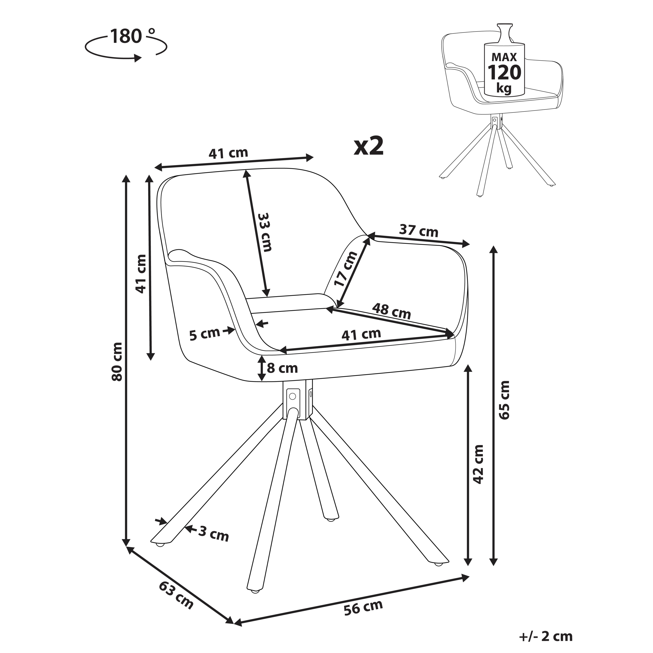 Set de 2 scaune dining Pivotant LOURES Verde mentă [3]