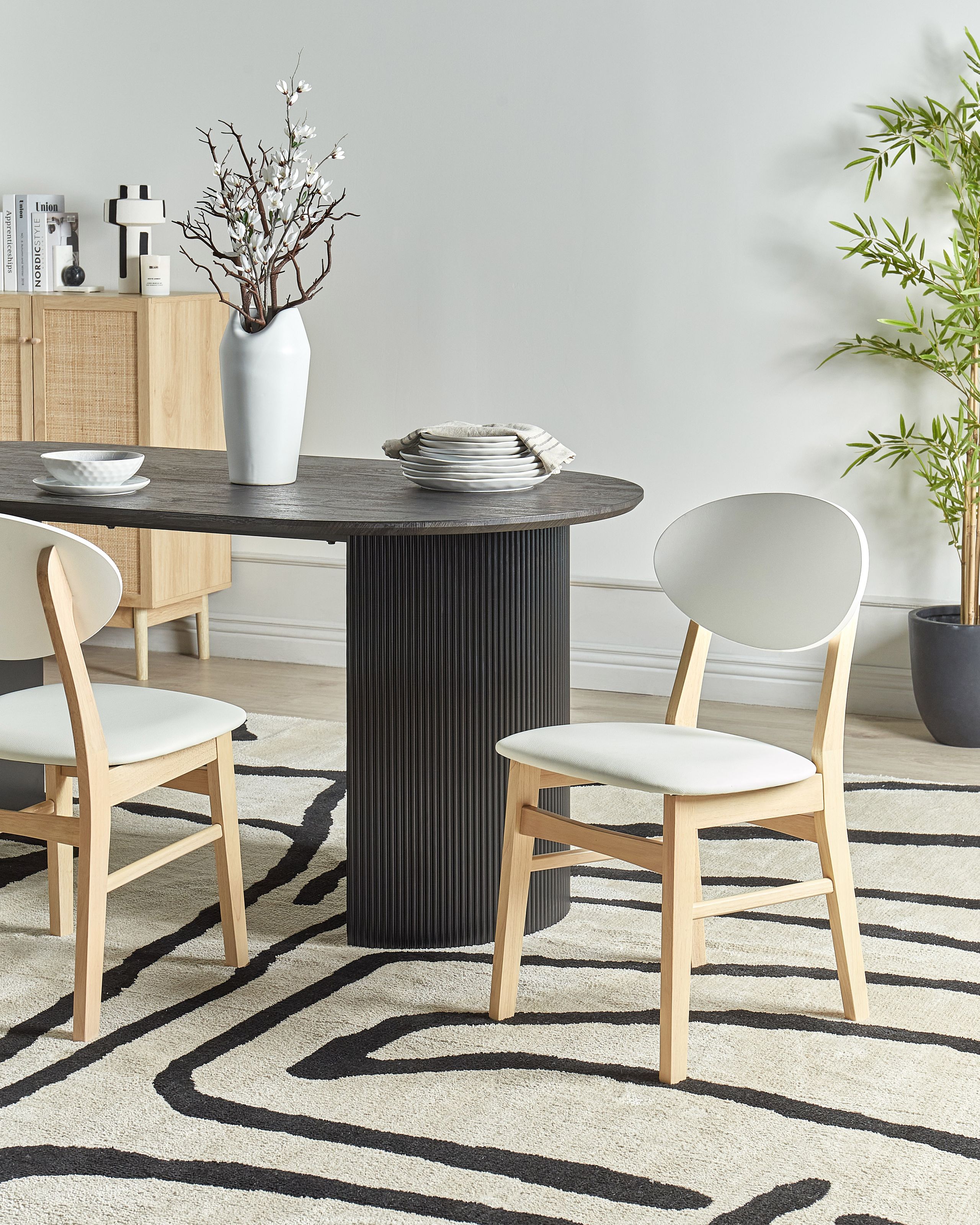 Scaun dining - Set of 2 Dining Chairs AMERY Wood Off-White