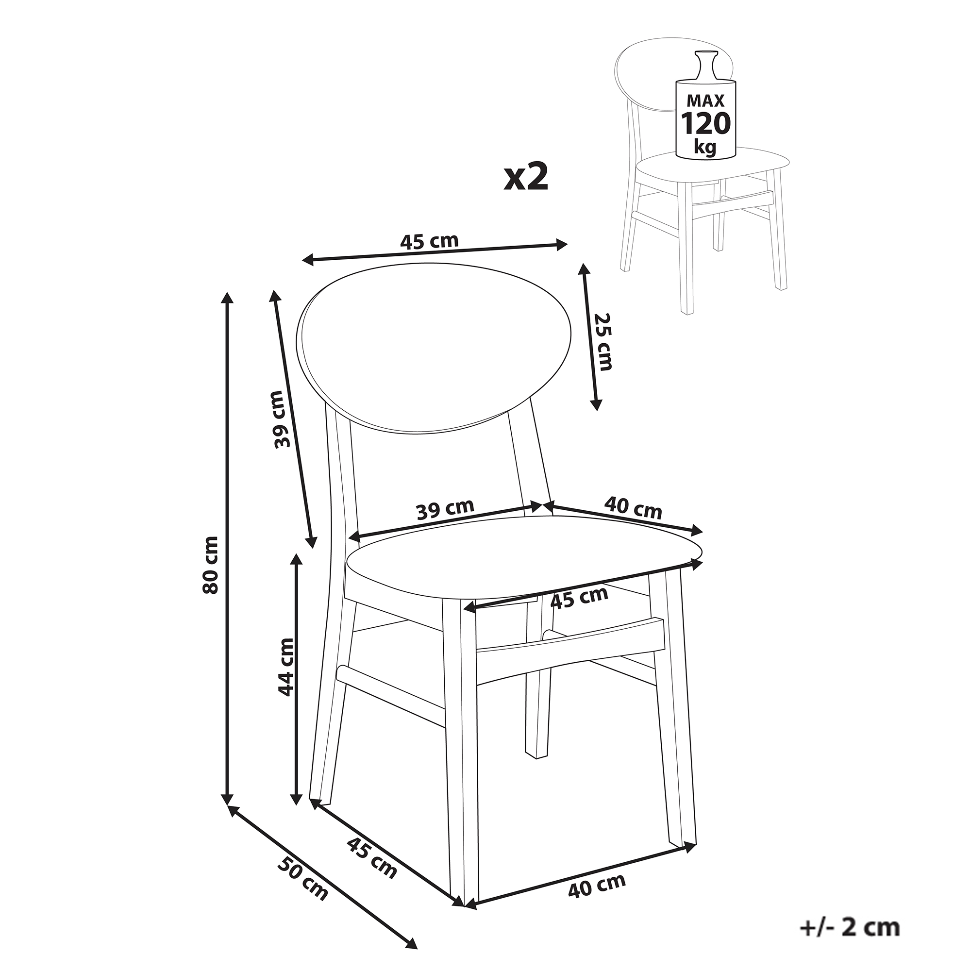 Set of 2 Dining Chairs AMERY Wood Off-White [3]