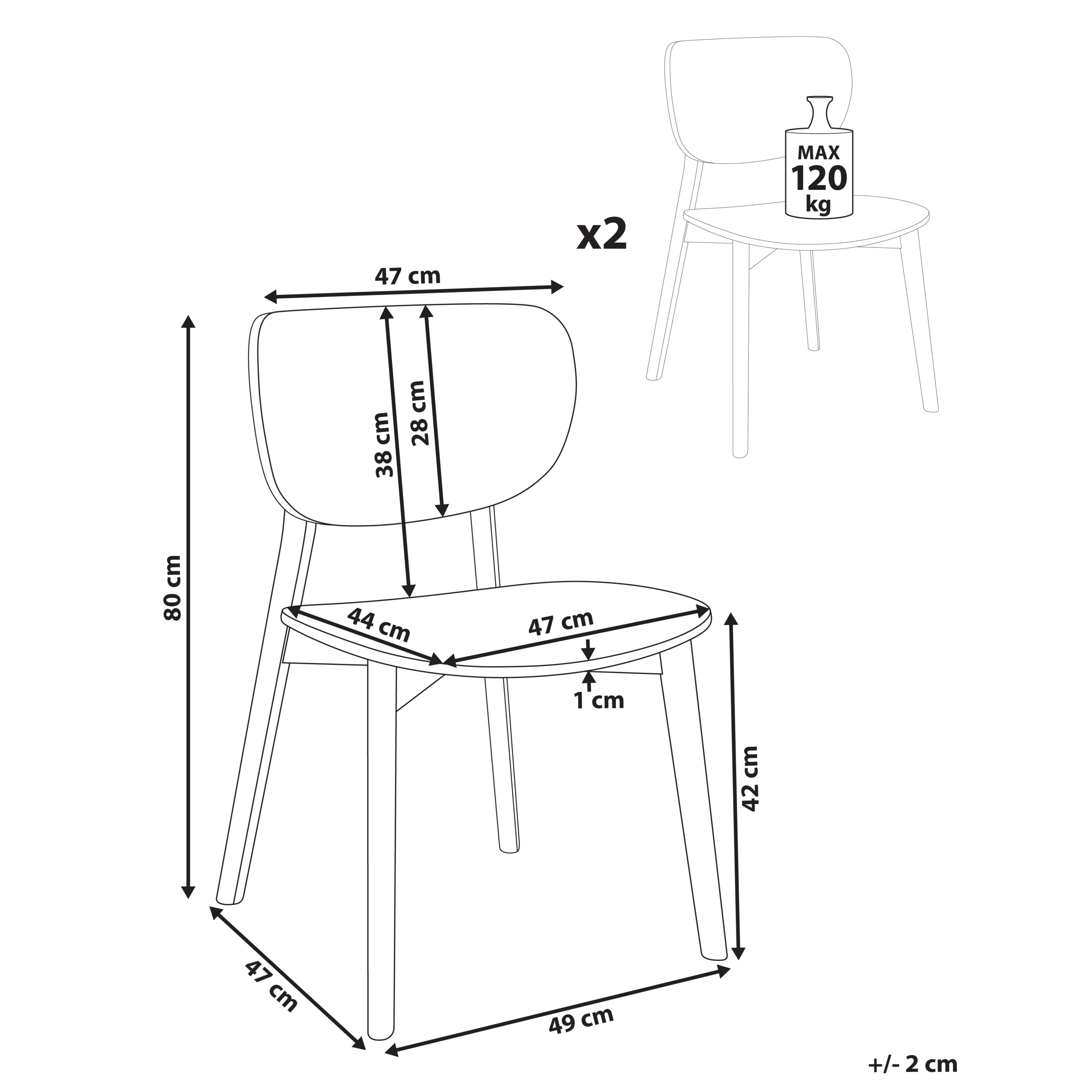 Set of 2 Dining Chairs OVERLY Wood Light Brown [2]