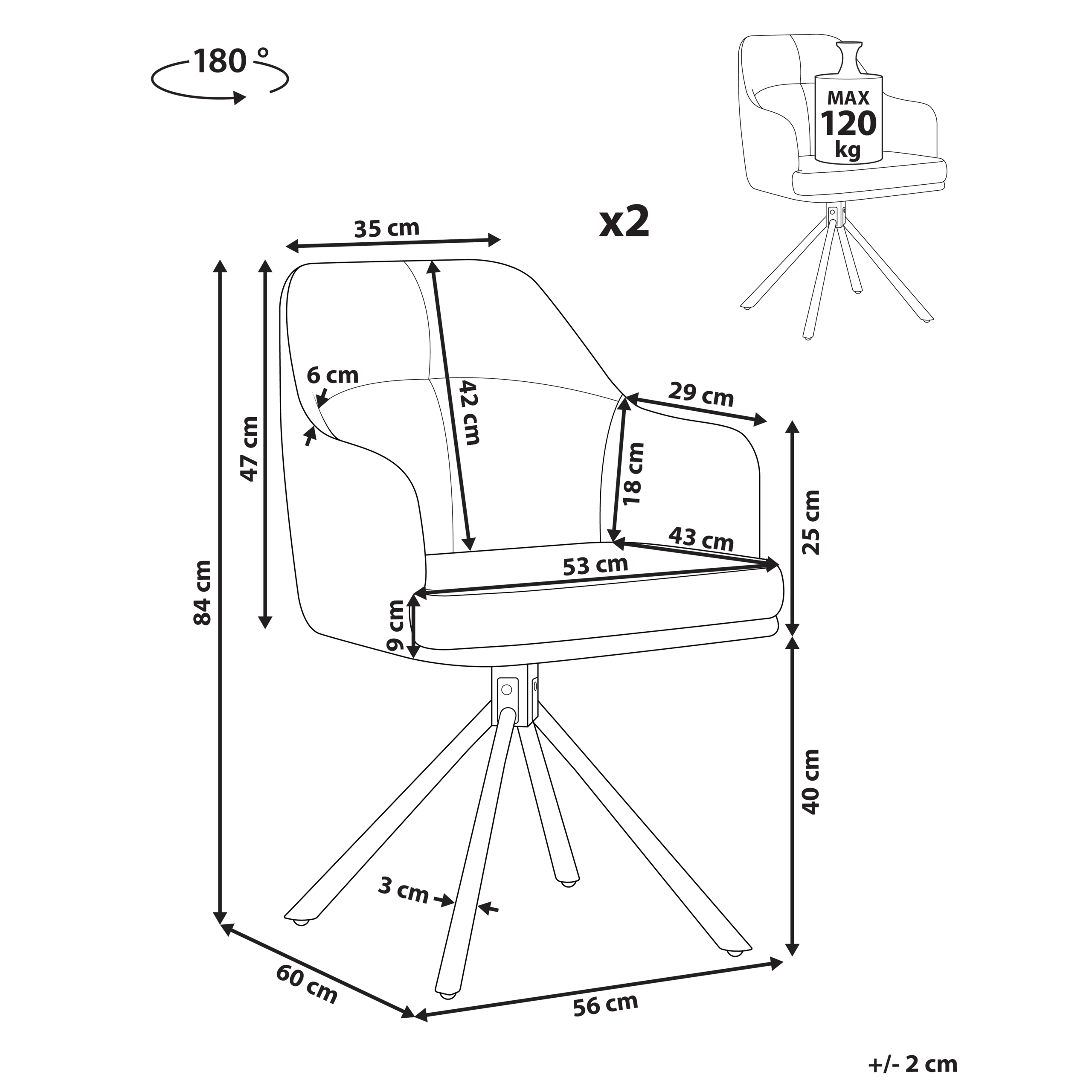 Set of 2 dining chairs MIRA Swivel Mint Green [2]