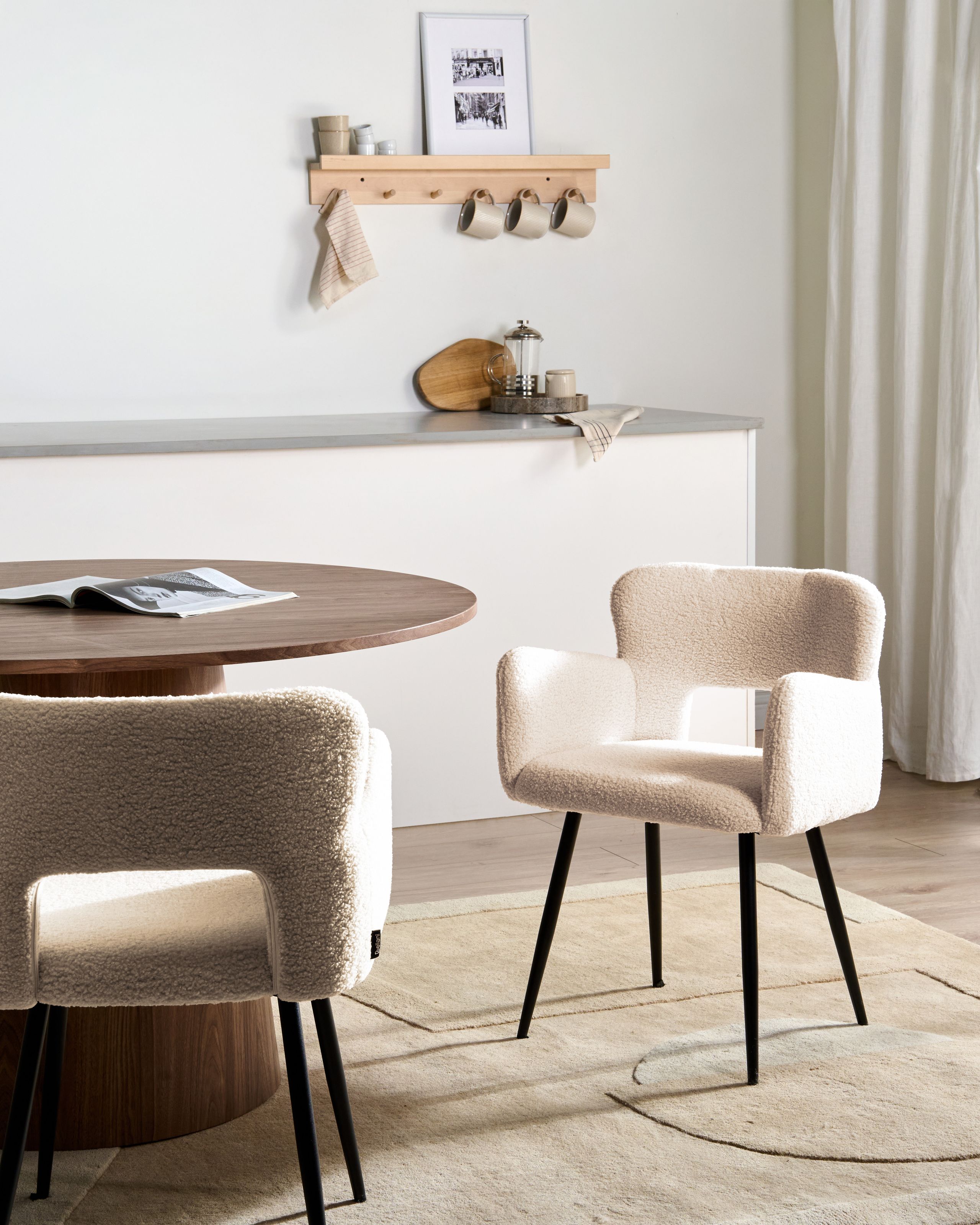 Scaun dining - Set of 2 dining chairs SANILAC Boucle Beige