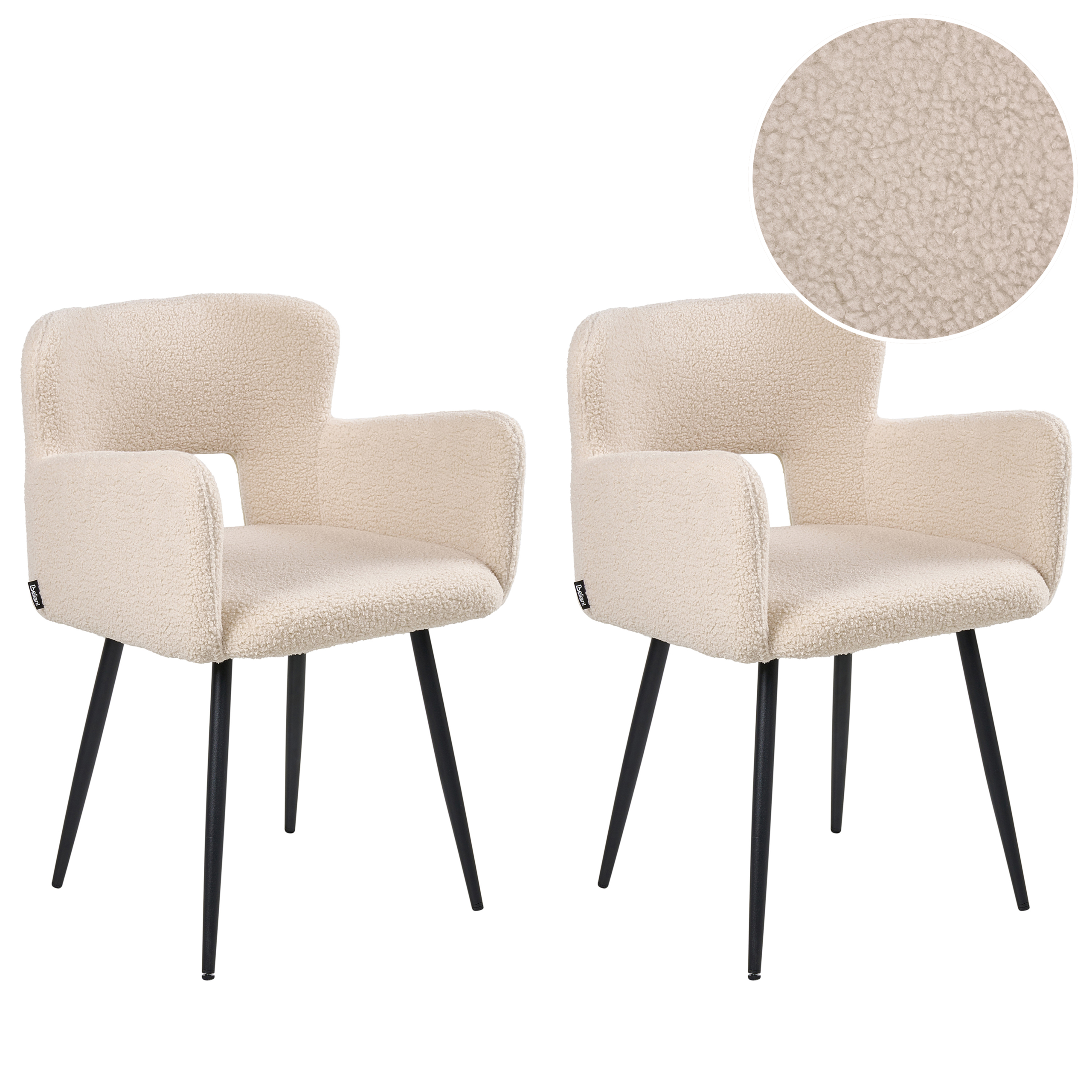 Set of 2 dining chairs SANILAC Boucle Beige [2]