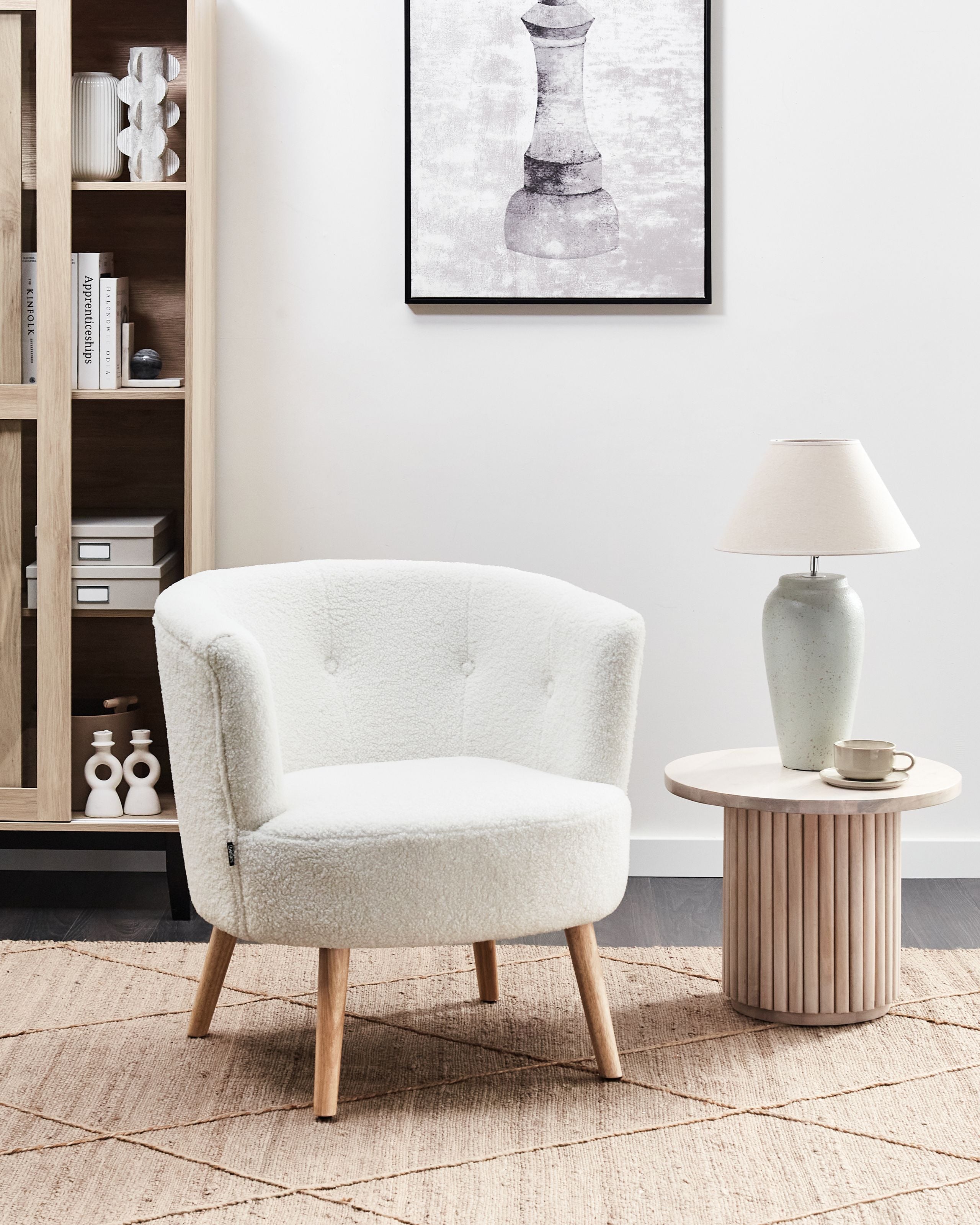 Fotoliu - Fotoliu ODENZEN Boucle Alb