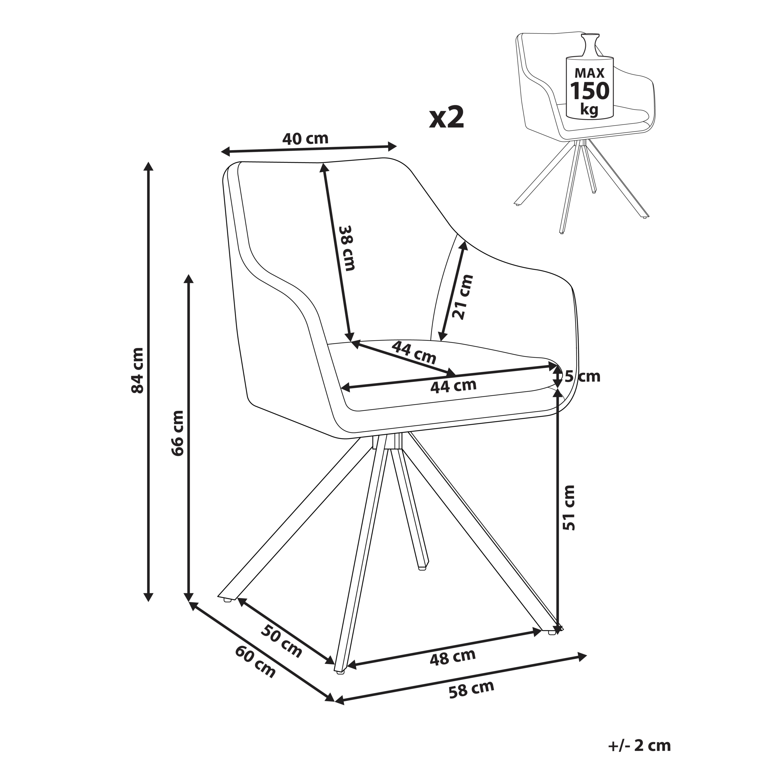 Set of 2 dining chairs LITHIA Taupe [3]
