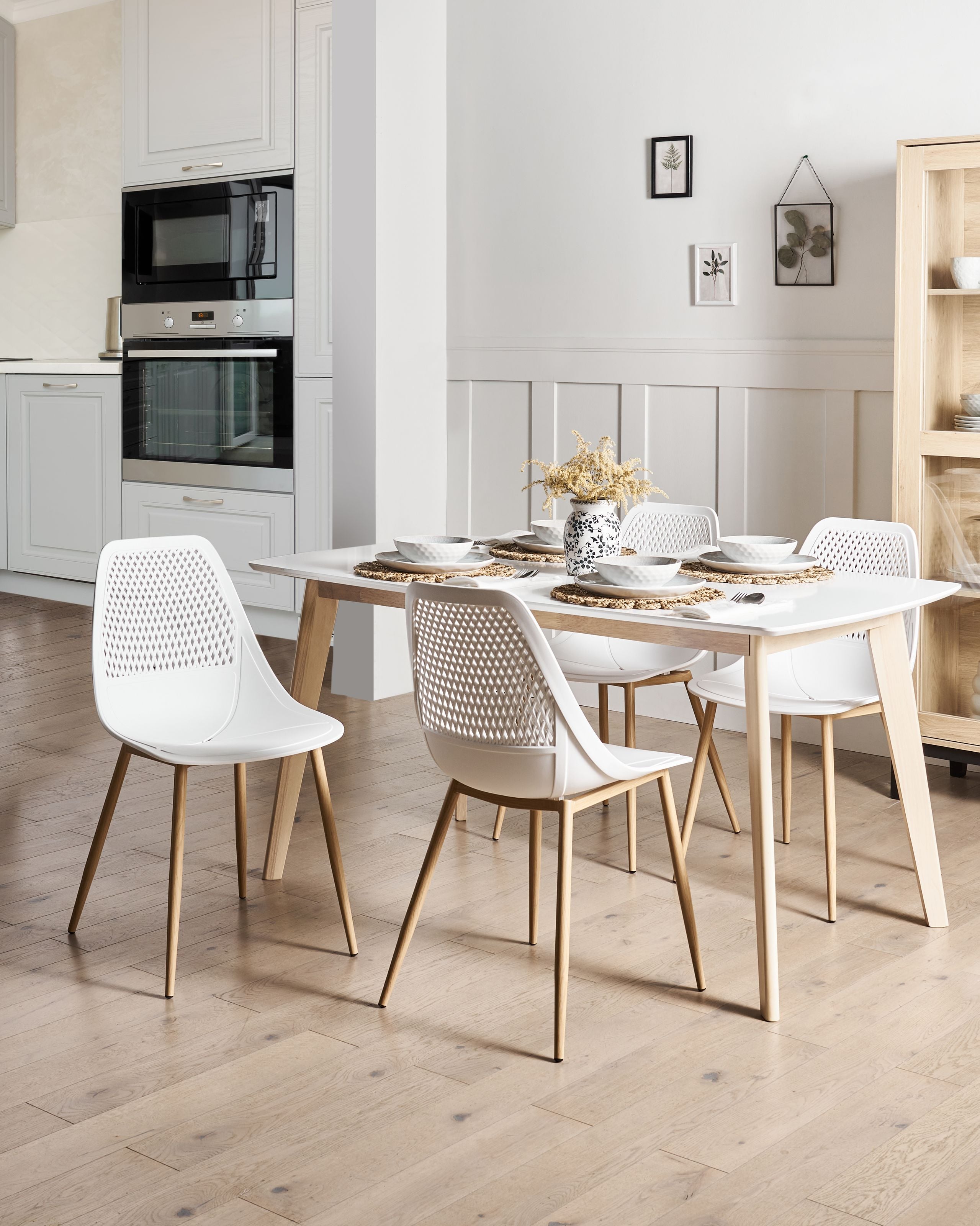 Scaun dining - Set de 4 scaune dining HAZELTON Alb