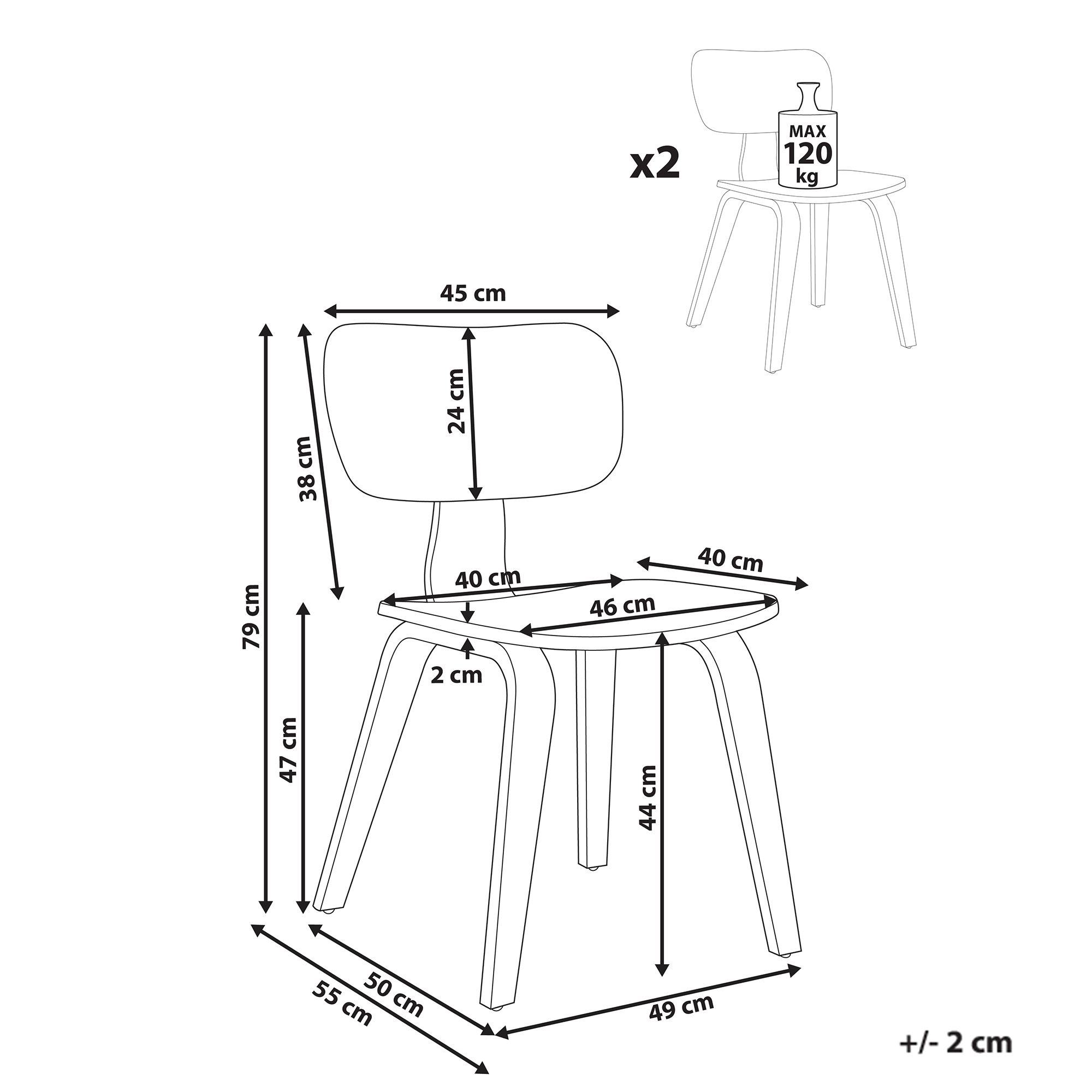 Set de 2 scaune dining LUCINDA Lemn Maro închis [3]