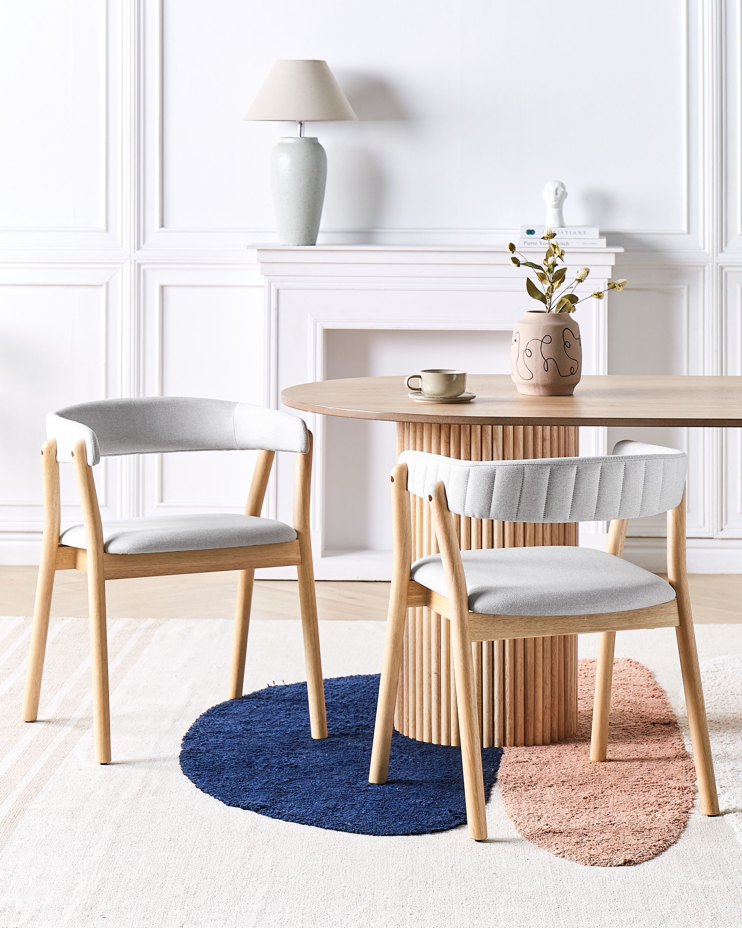 Scaun dining - Set de 2 scaune dining MYLO Lemn Maro deschis/Gri