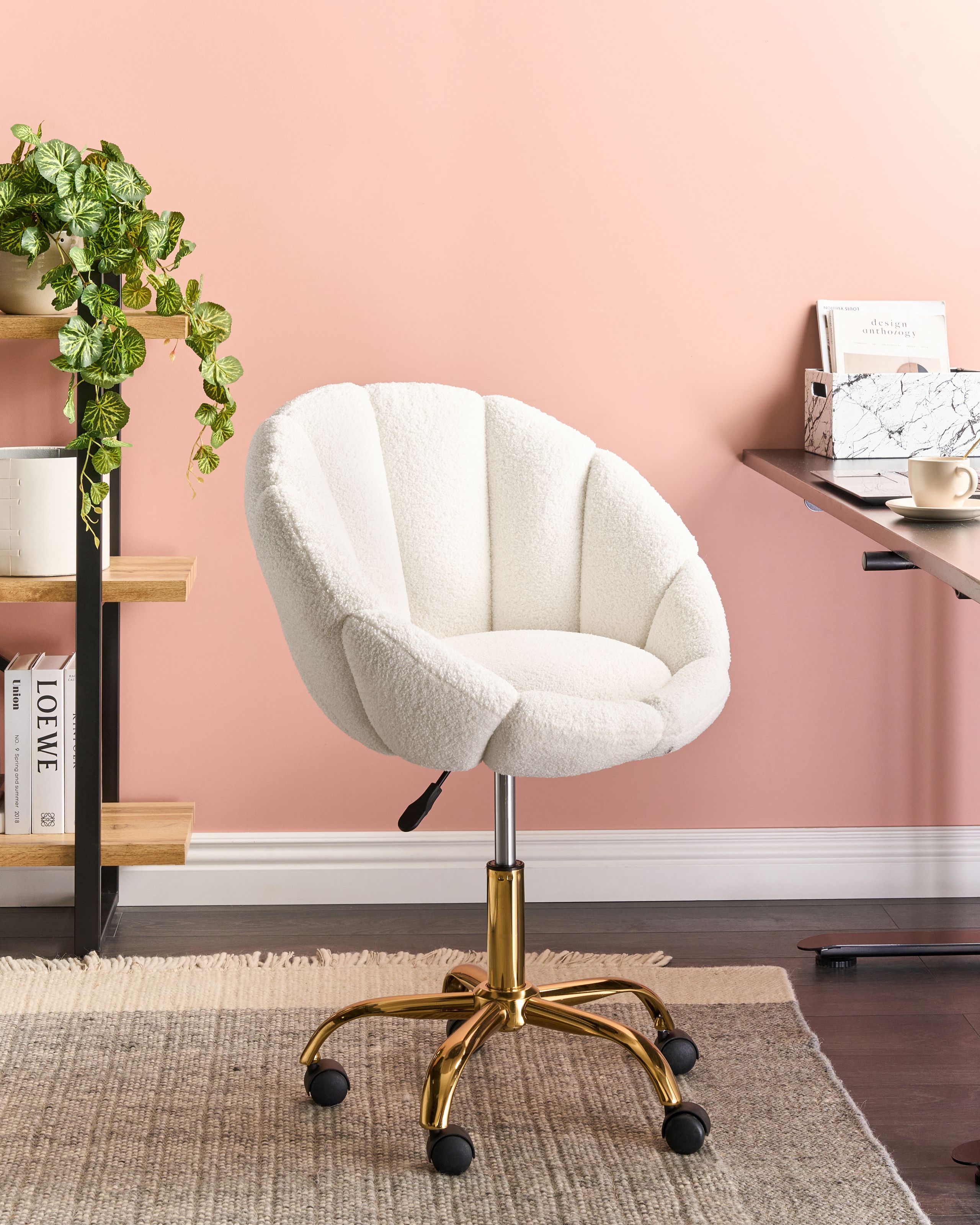 Scaun de birou - Office Chair ANNABELLE Boucle White