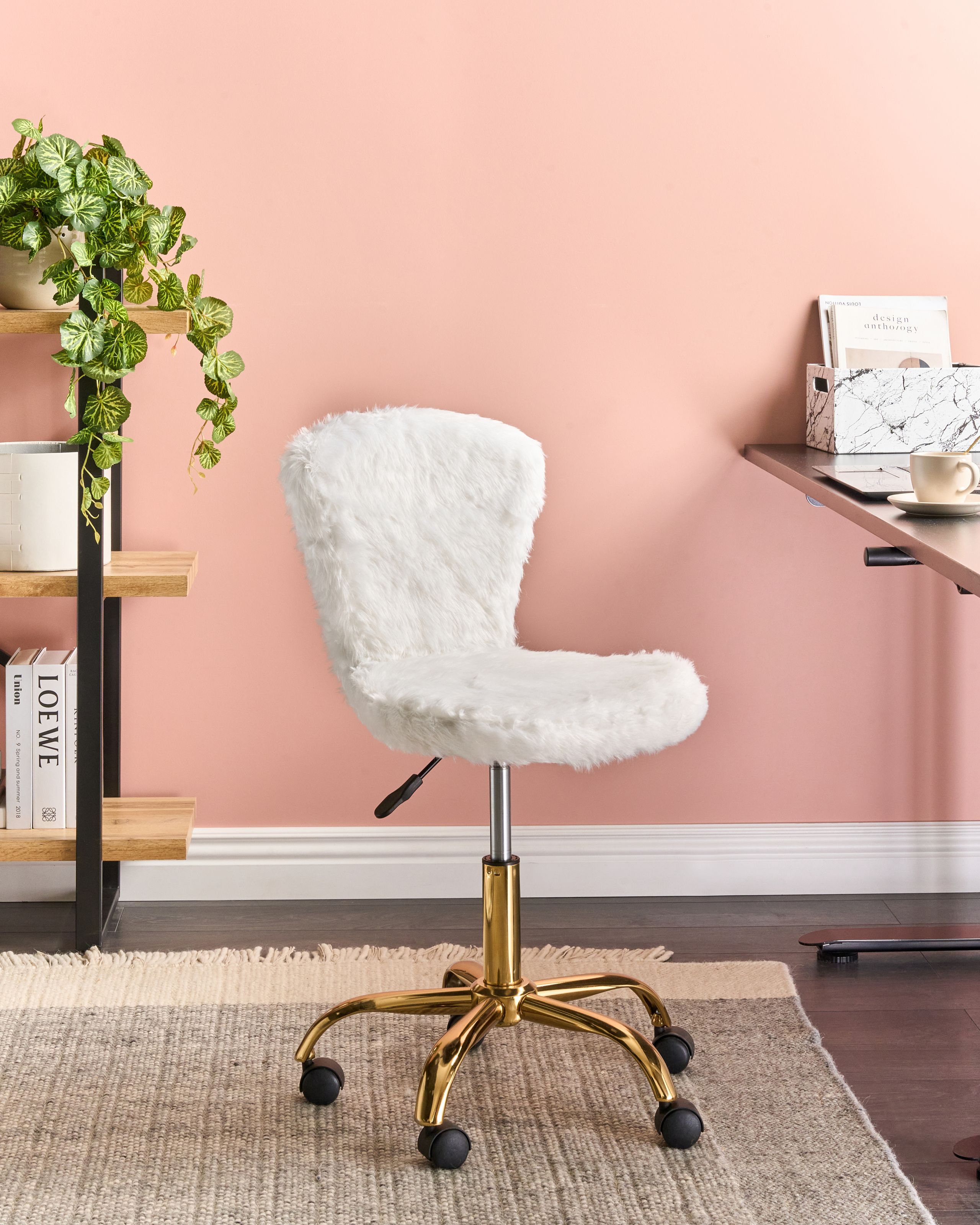 Scaun de birou - Office chair MARGATE White Faux fur