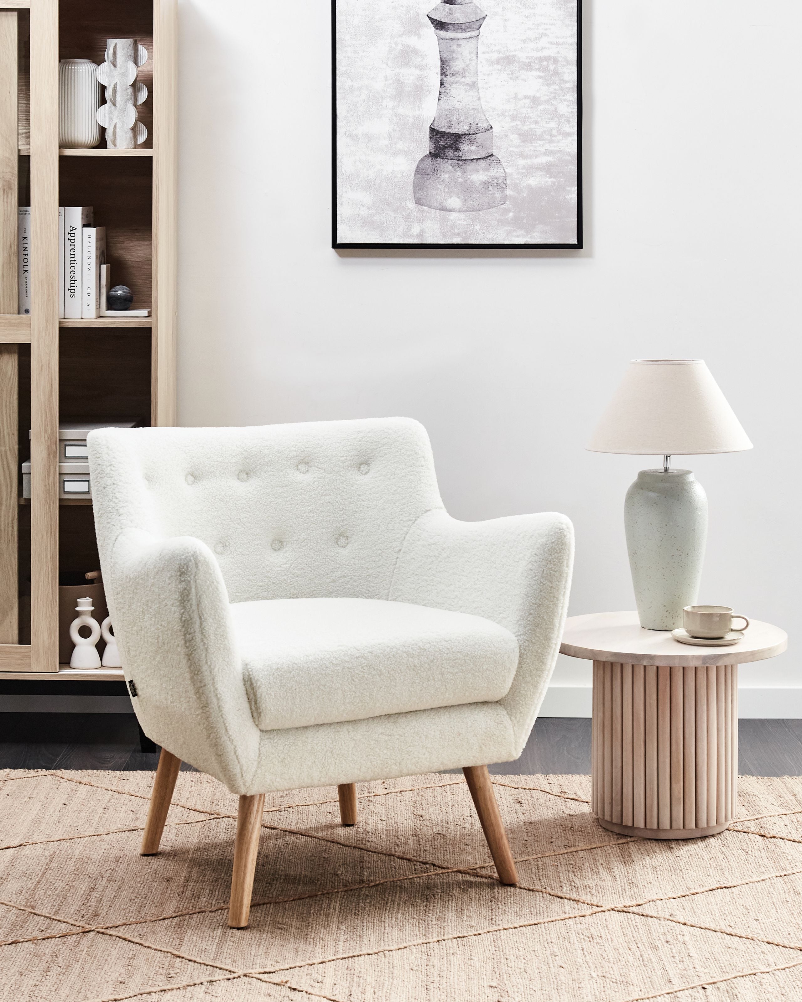 Fotoliu tip tub - Fotoliu DRAMMEN Boucle Alb