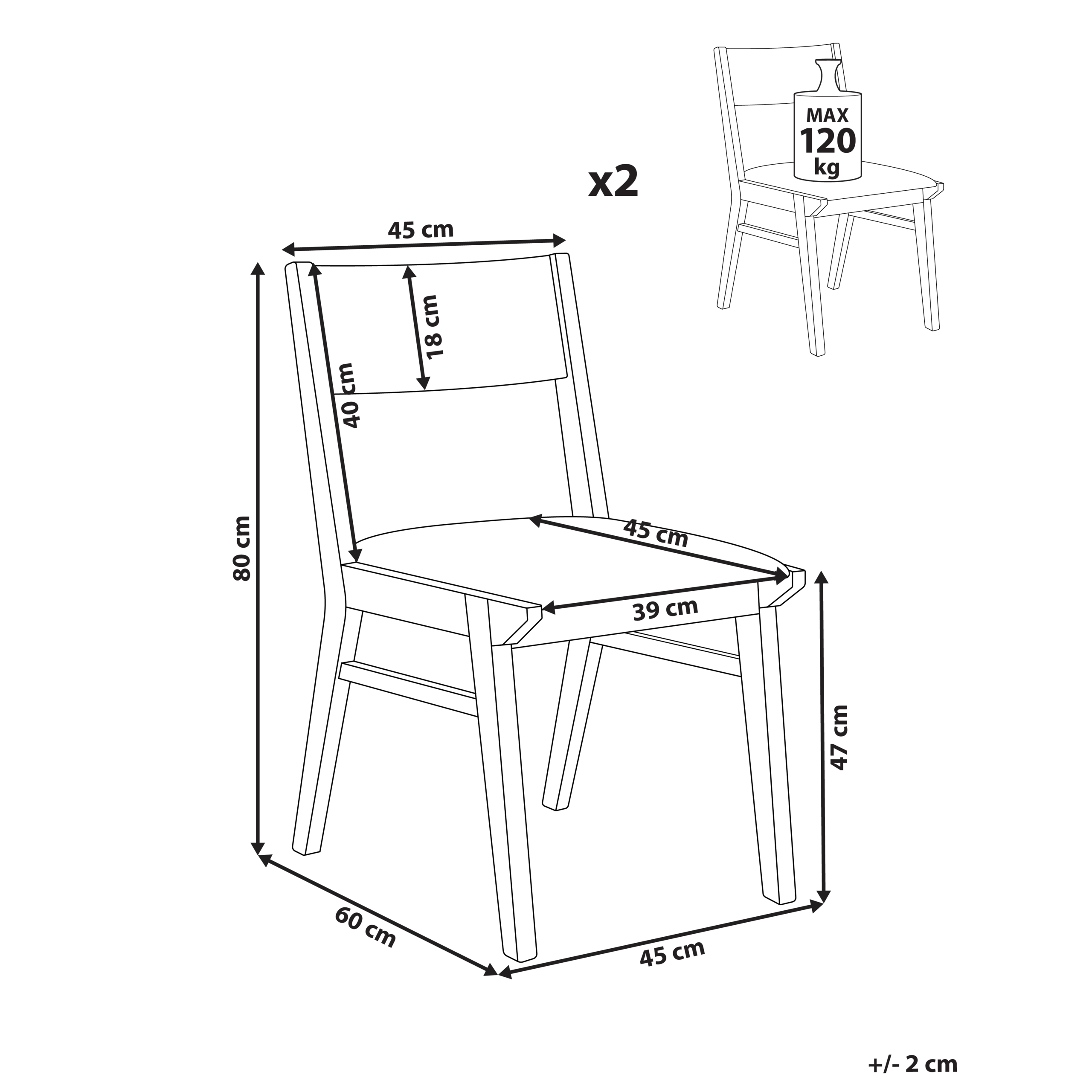 Set de 2 scaune dining ENOLA Lemn Gri deschis [3]