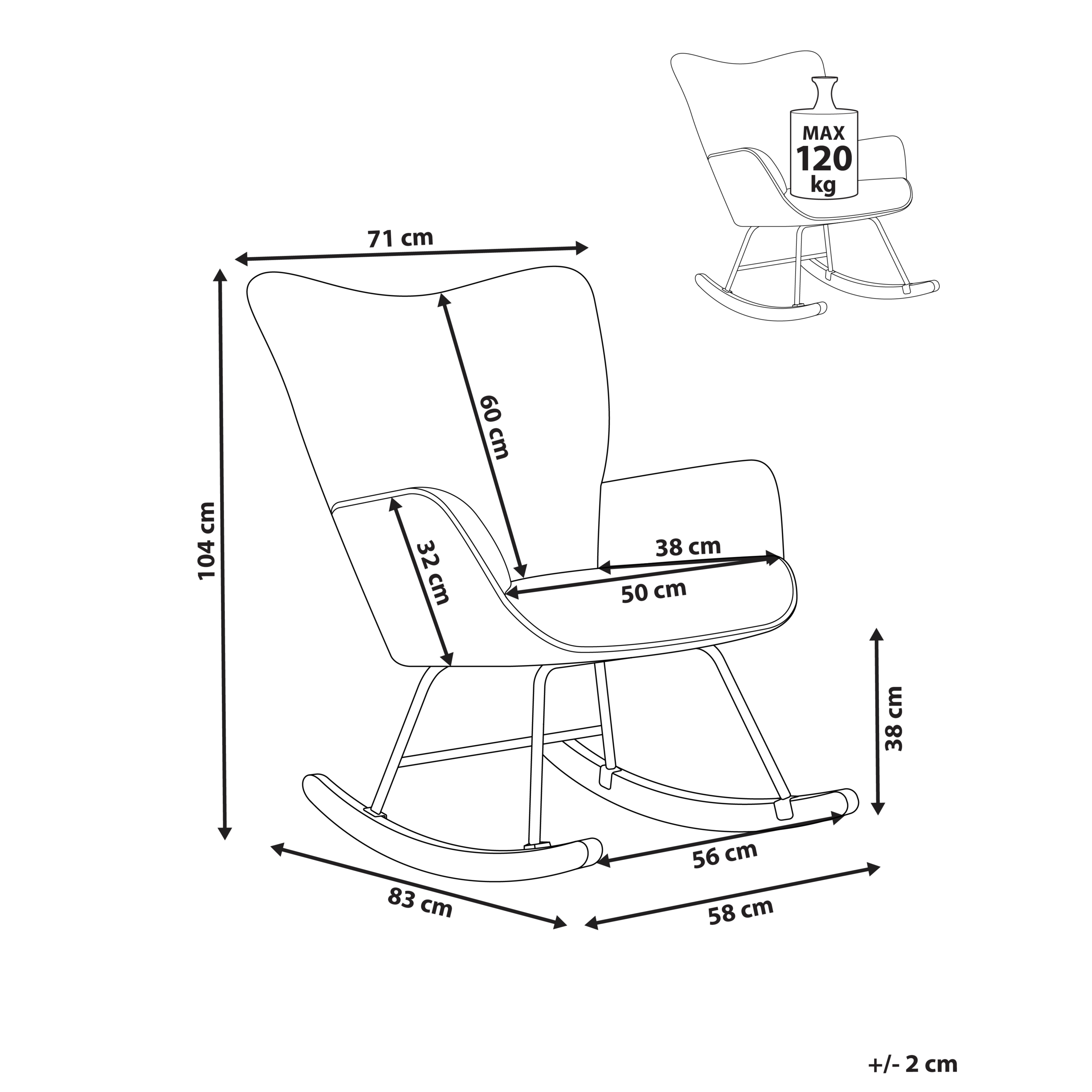 ARSET rocking chair Velvet Off-white [3]