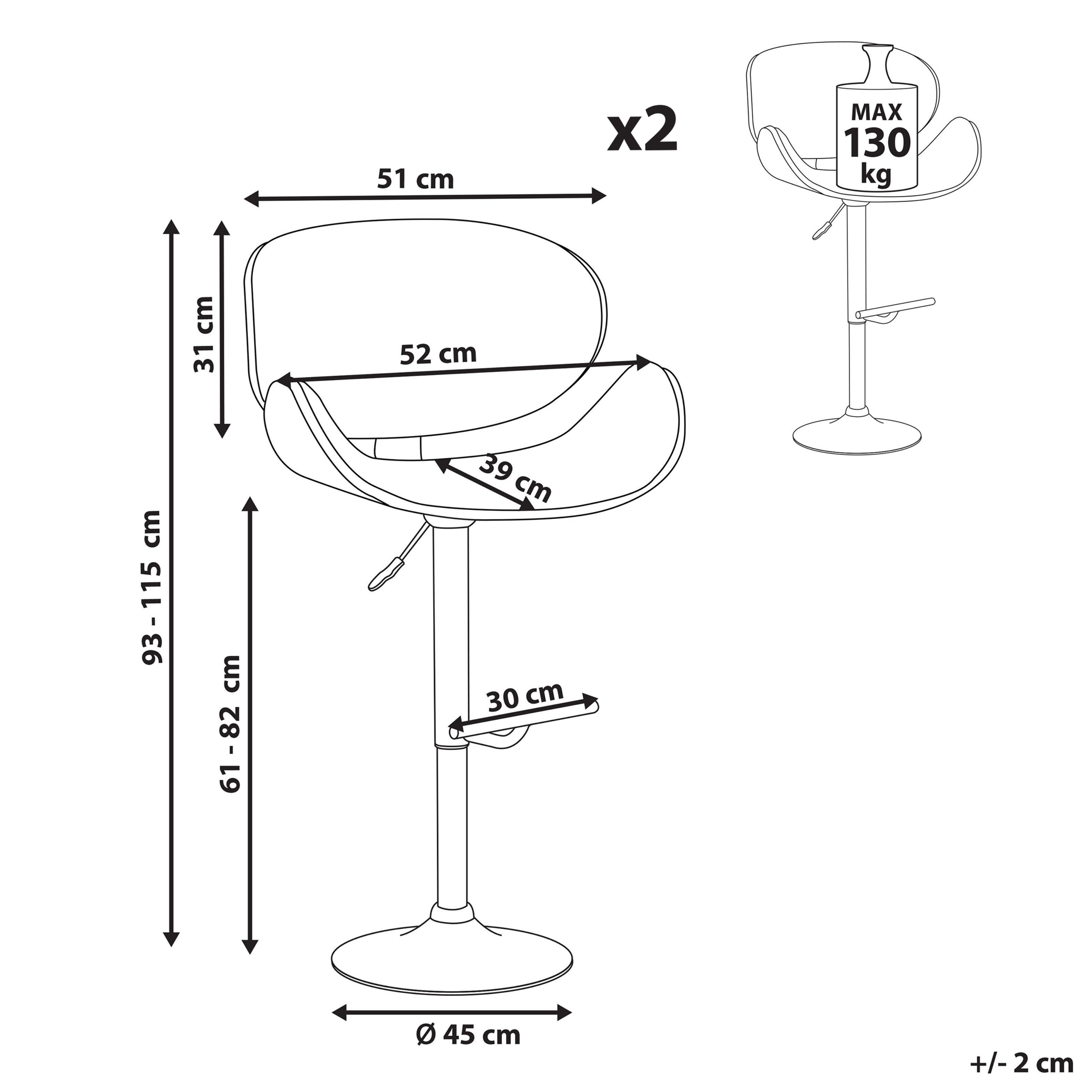 Set de 2 scaune de bar ROTTERDAM Piele ecologică Pivotant Alb [3]