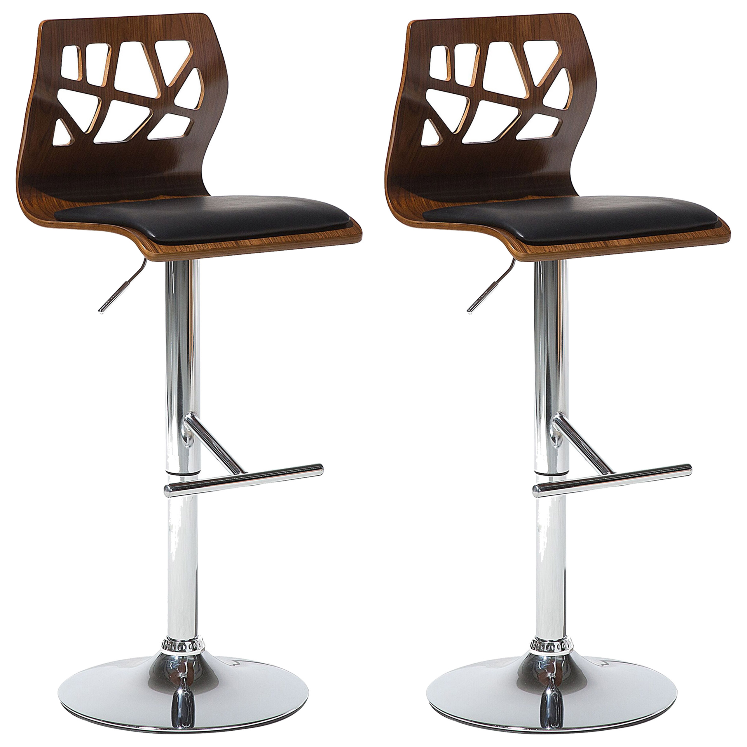 Set of 2 bar stools PETERSBURG Eco-leather Swivel Brown/Black [2]
