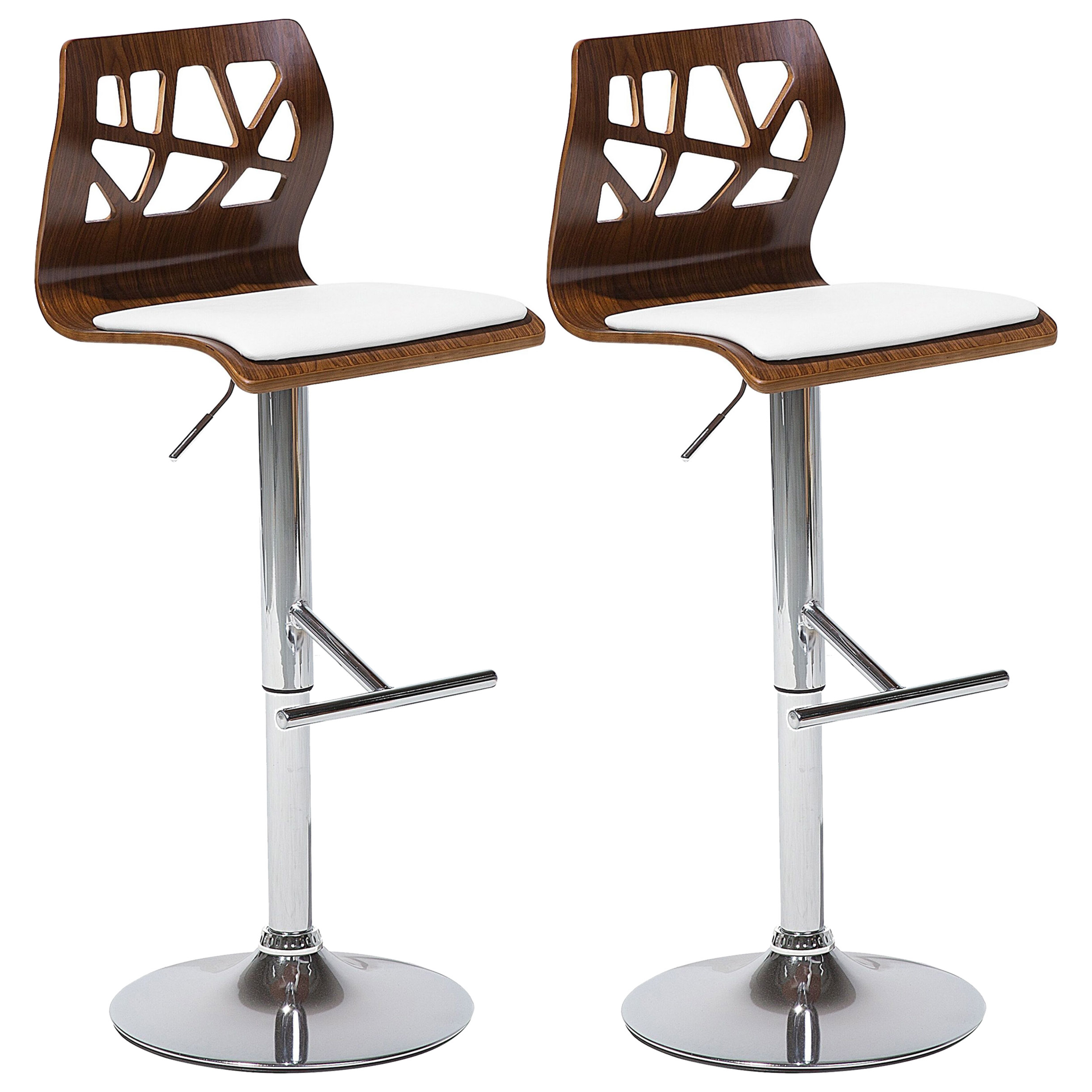 Set of 2 bar stools PETERSBURG Eco-leather Swivel Brown/White [2]