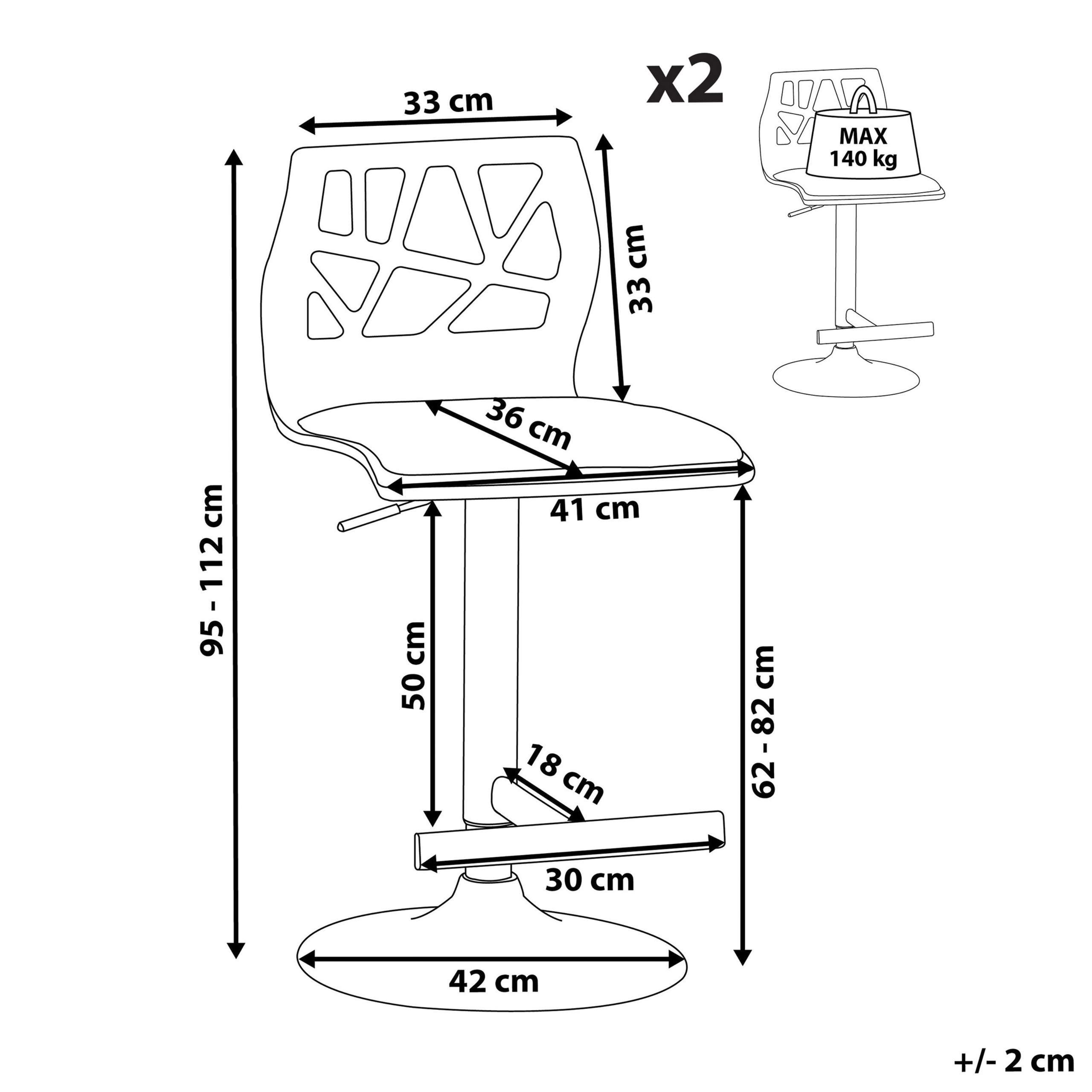 Set de 2 scaune de bar PETERSBURG Piele ecologică Pivotant Maro/Alb [3]