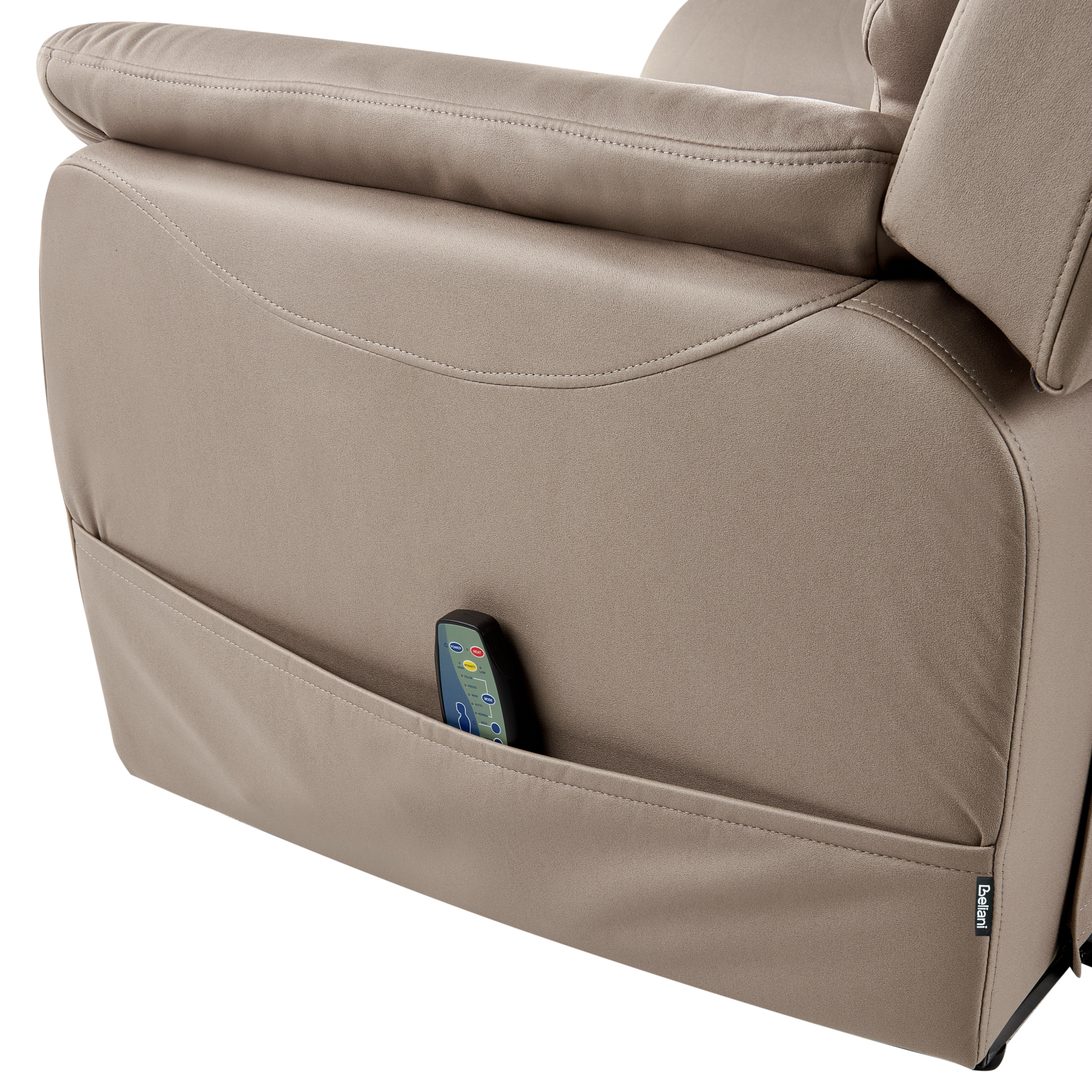 Fotoliu cu recliner electric GLORIE cu funcție de masaj Piele ecologică Taupe [8]