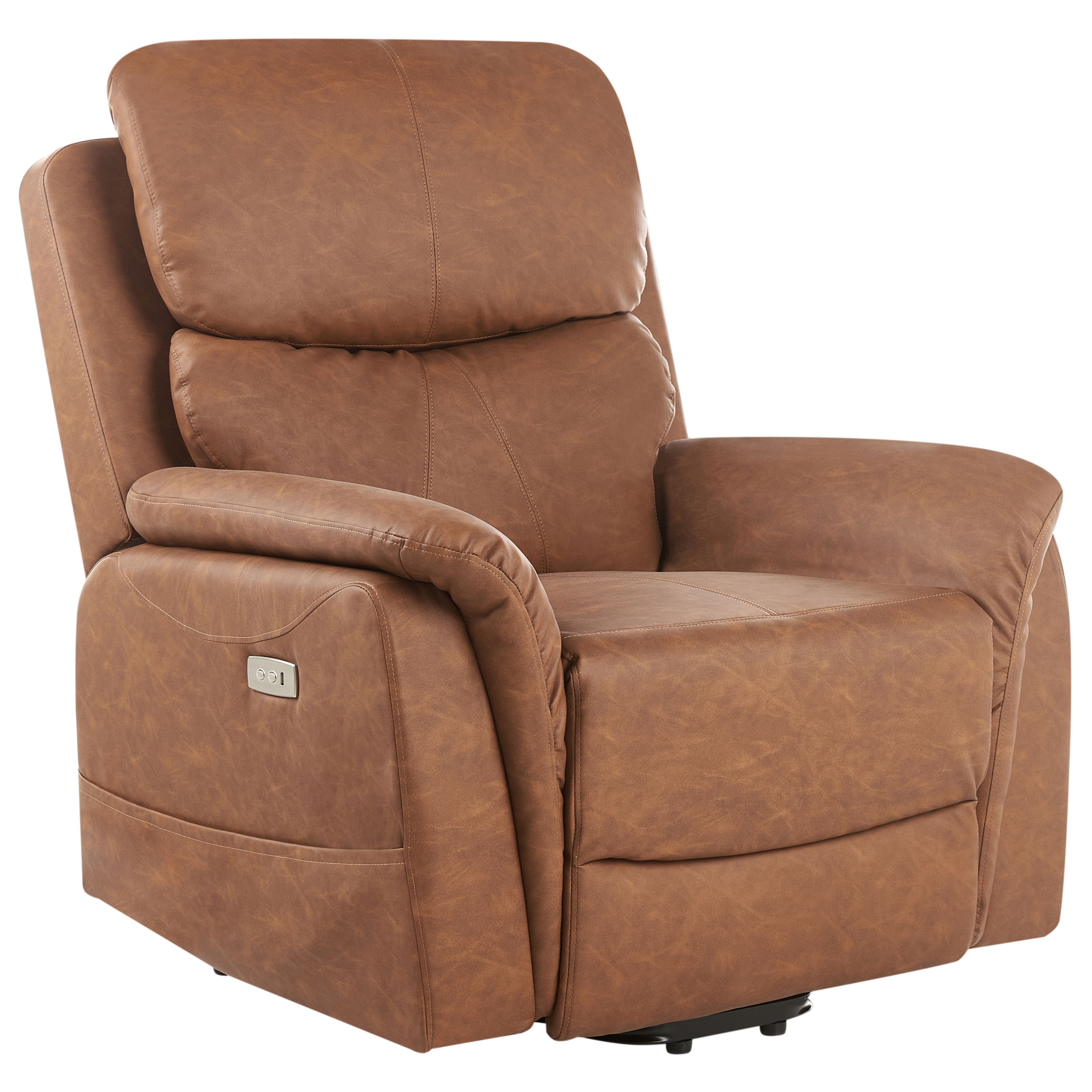 Fotoliu cu recliner electric GLORIE cu funcție de masaj Piele ecologică Maro [2]