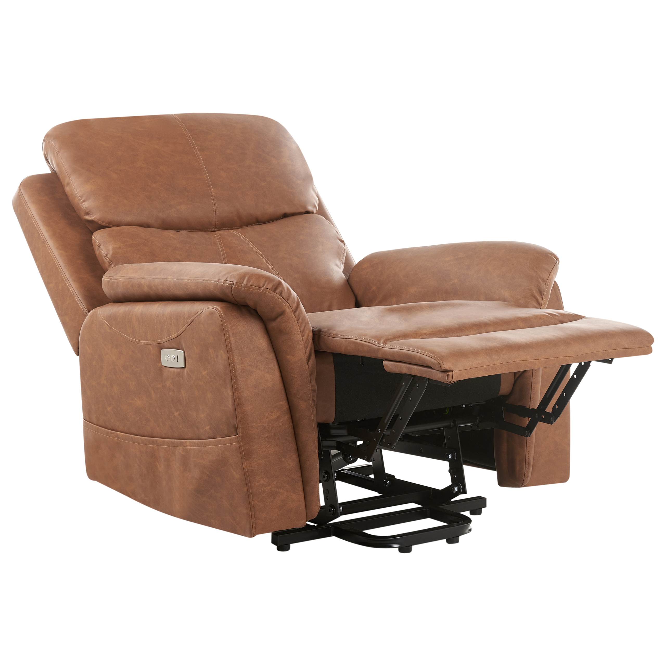 Fotoliu cu recliner electric GLORIE cu funcție de masaj Piele ecologică Maro [4]