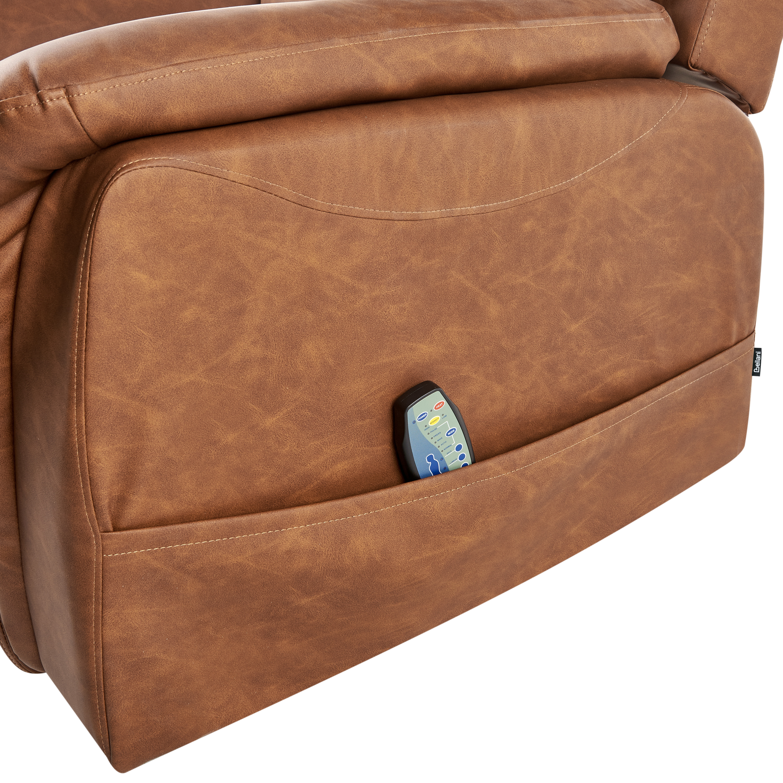 Fotoliu cu recliner electric GLORIE cu funcție de masaj Piele ecologică Maro [8]