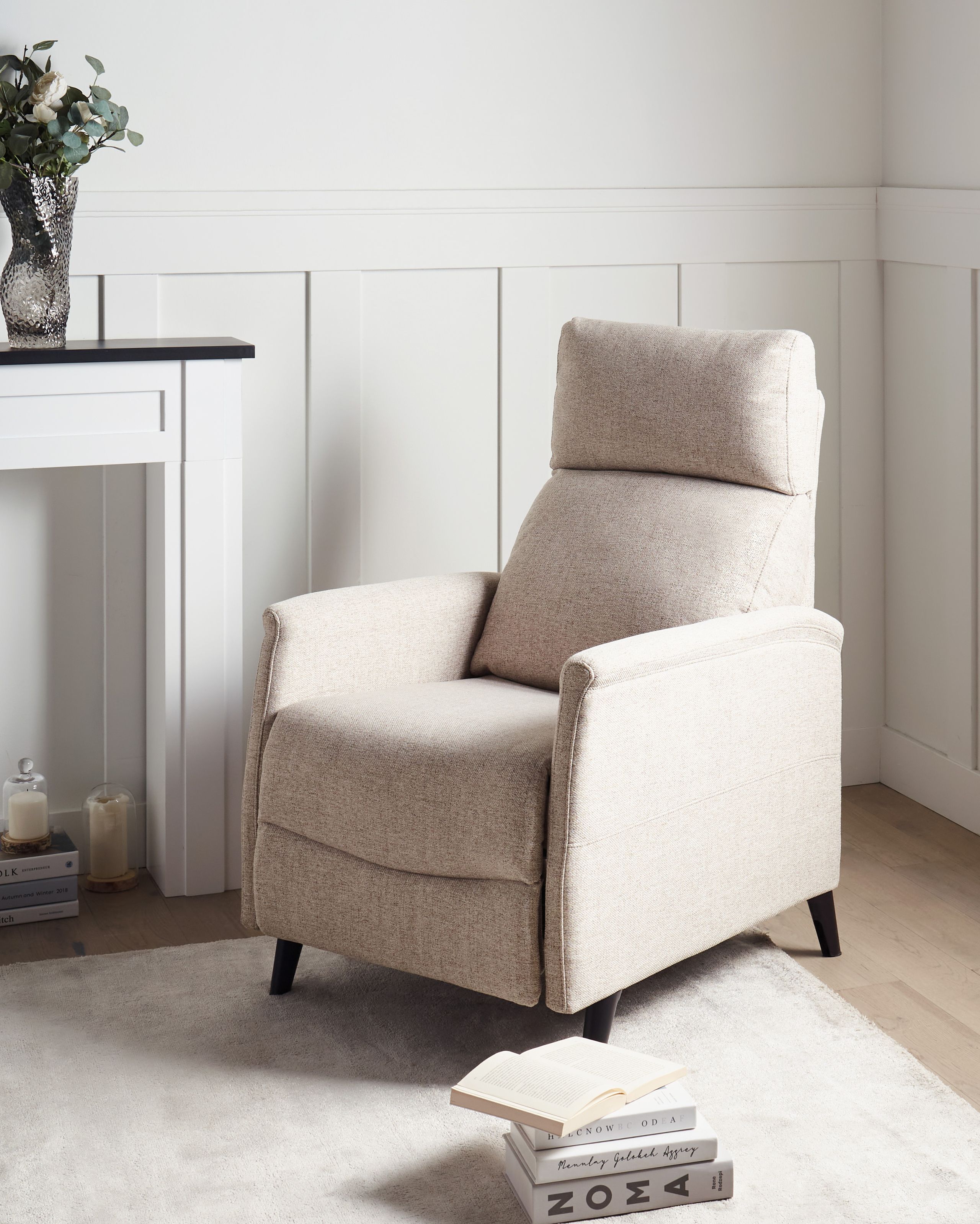 Scaun reclinabil - Fotoliu cu recliner SELVIK Suport pentru picioare retractabil  Taupe