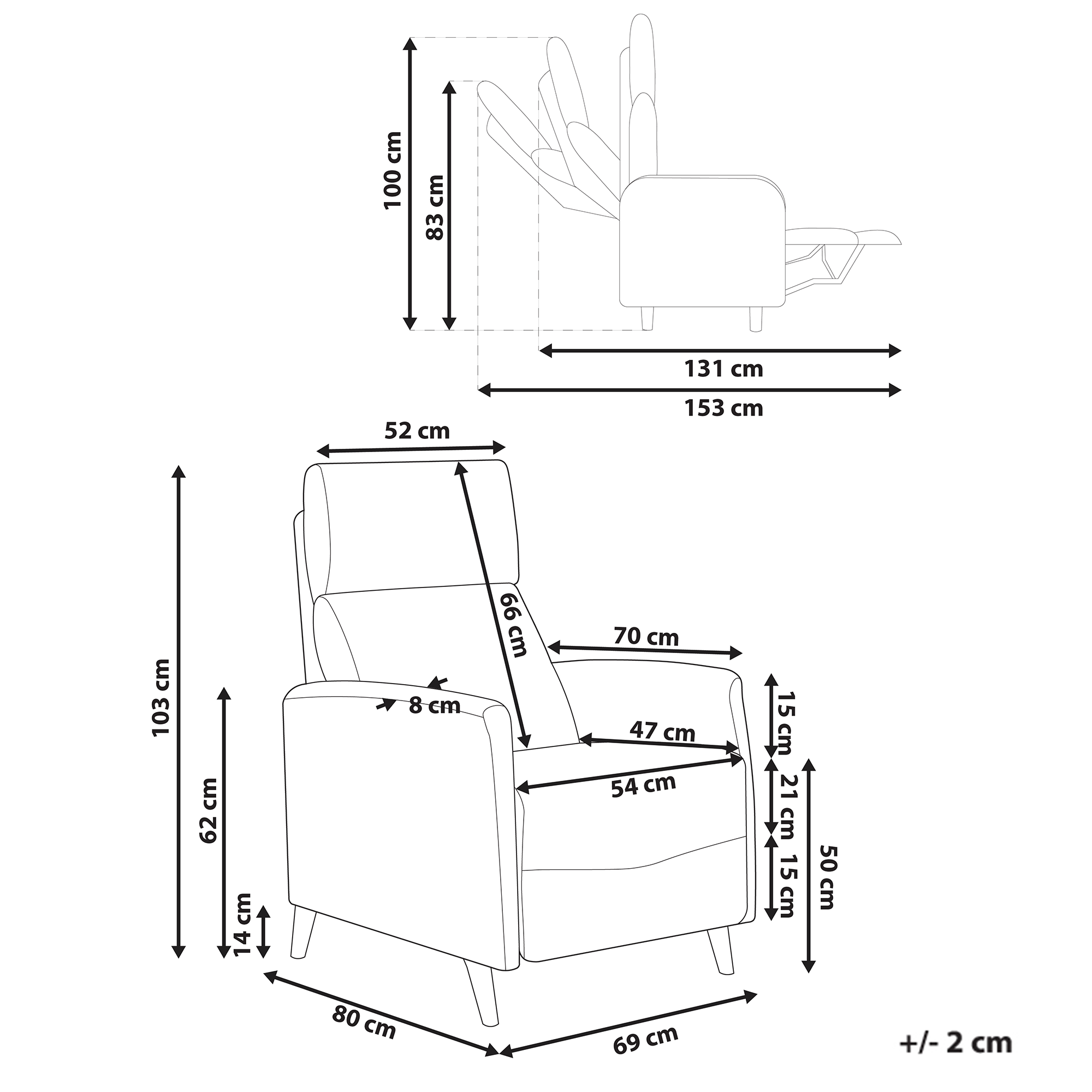 Armchair with recliner SELVIK Retractable footrest Taupe [3]