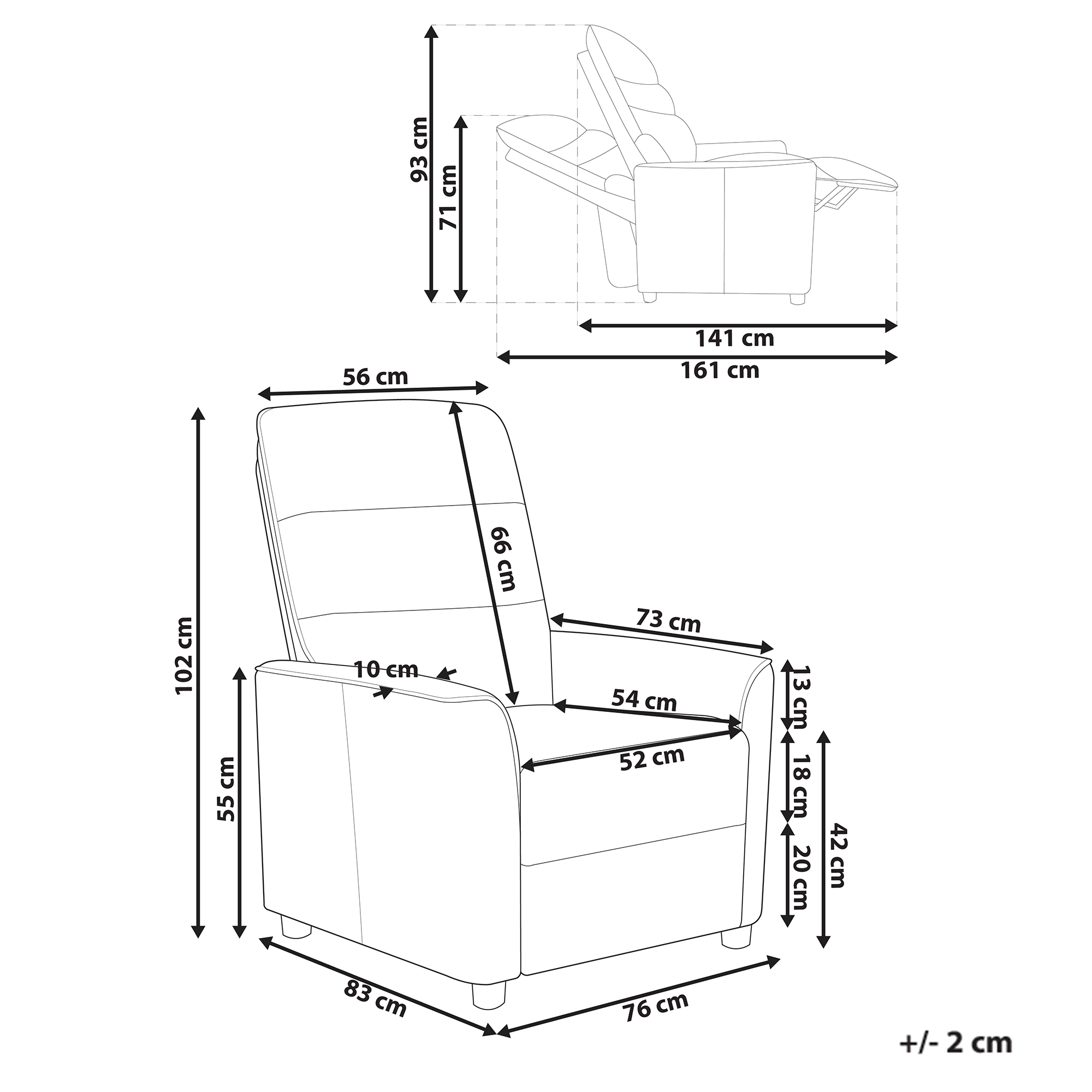 Fotoliu cu recliner SANDE Suport pentru picioare retractabil  Alb-murdar [3]