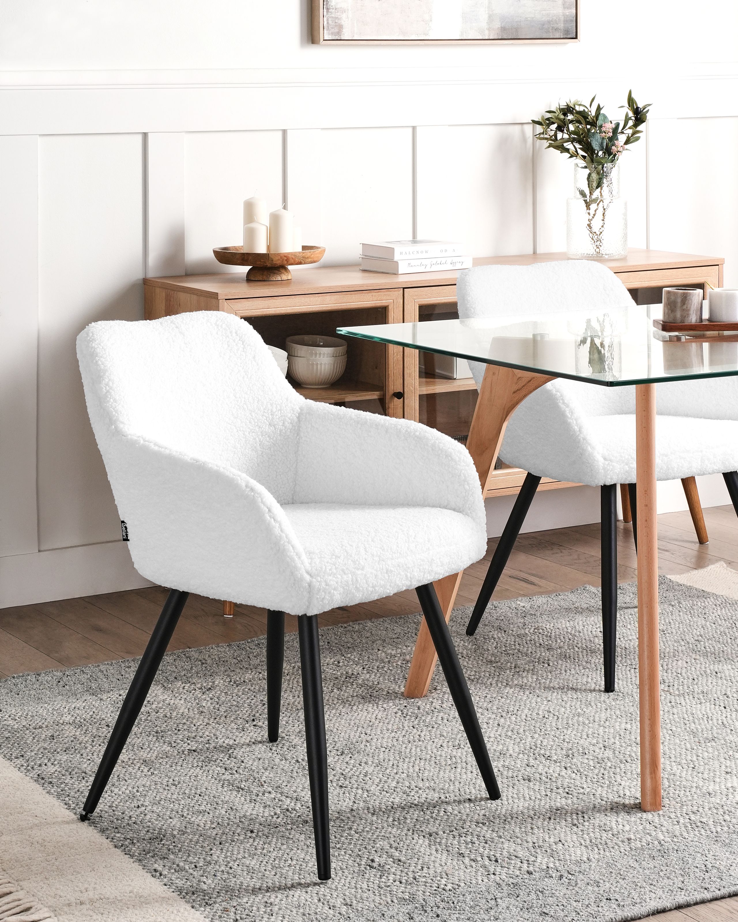 Scaun dining - Set of 2 dining chairs CASMALIA Boucle Off-white