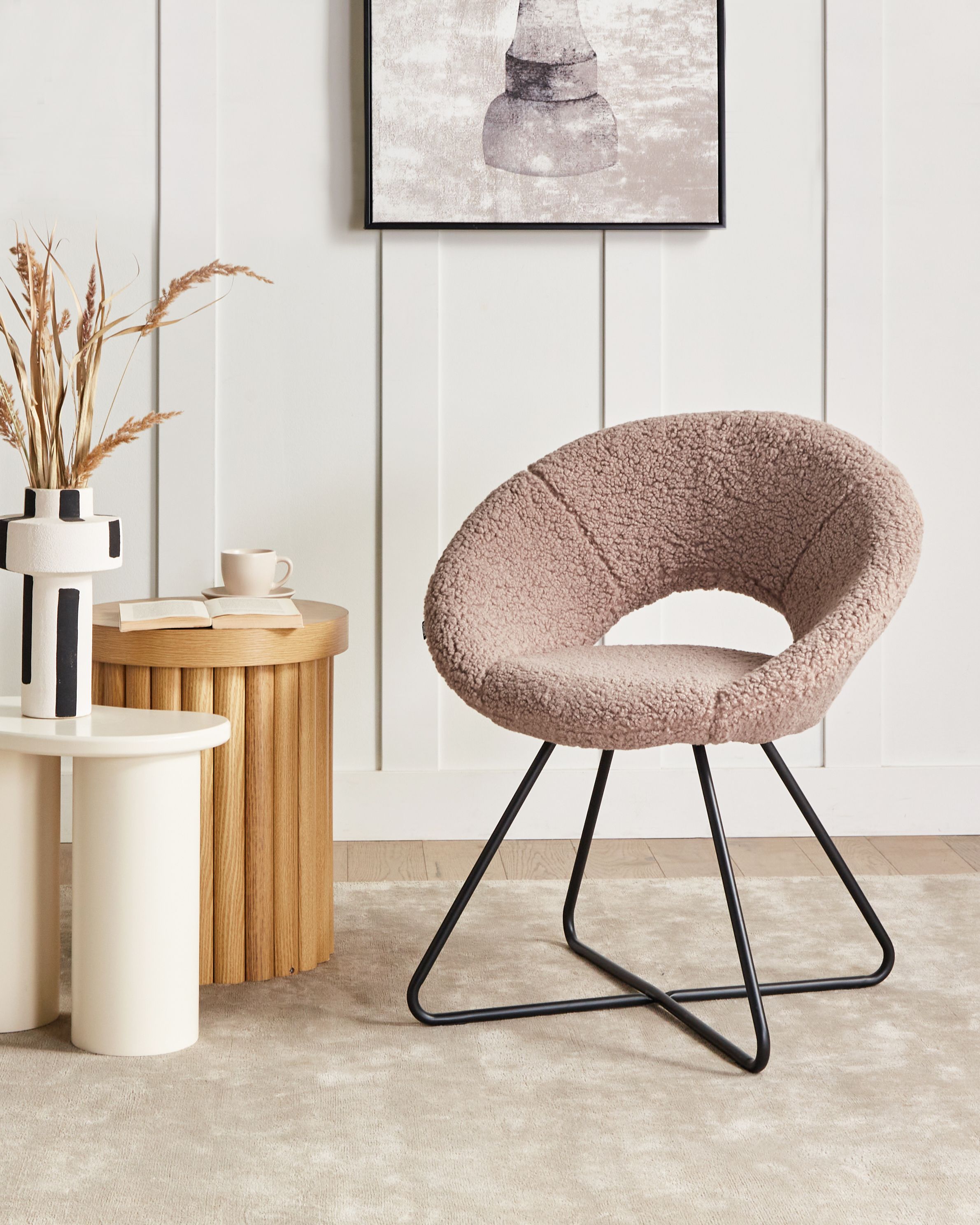 Scaun dining - Dining chair RACHEL Boucle Taupe