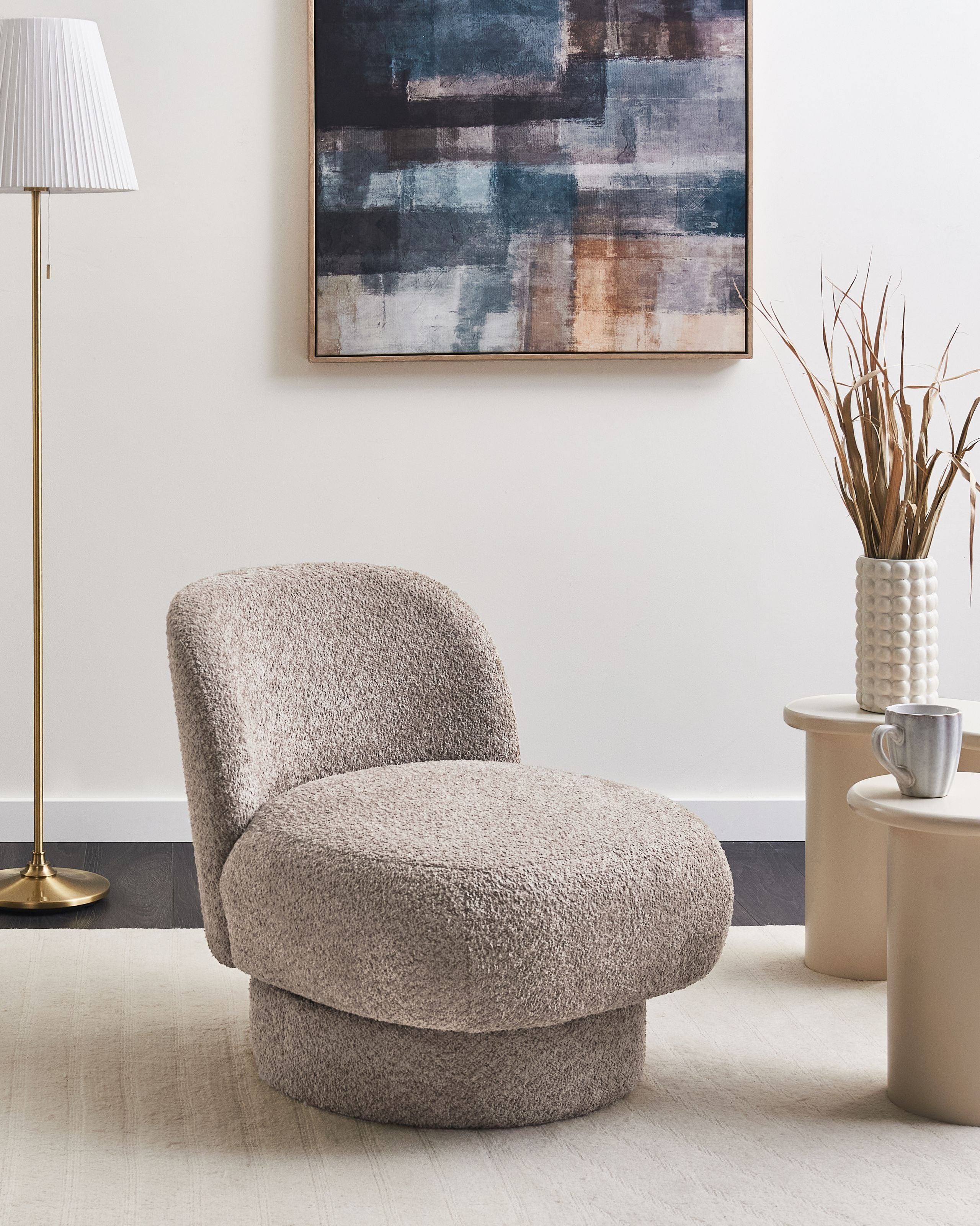 Fotoliu - AYLO swivel armchair Boucle Taupe