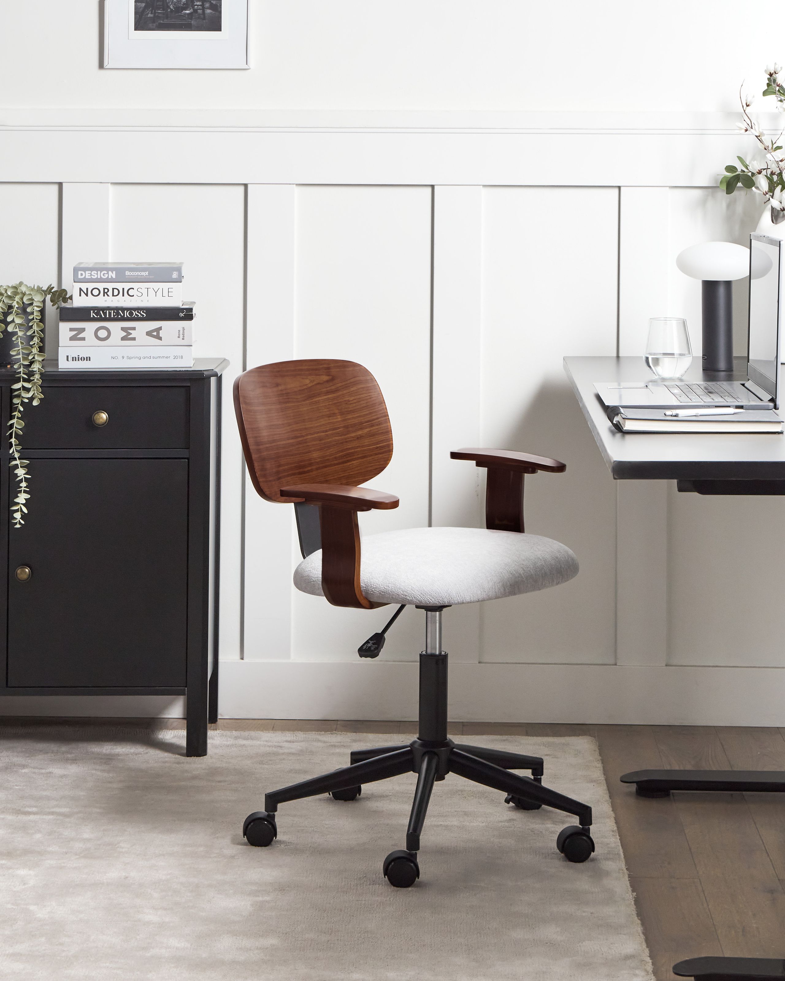 Scaun de birou - Office chair GUNNISON Synthetic linen Light Grey