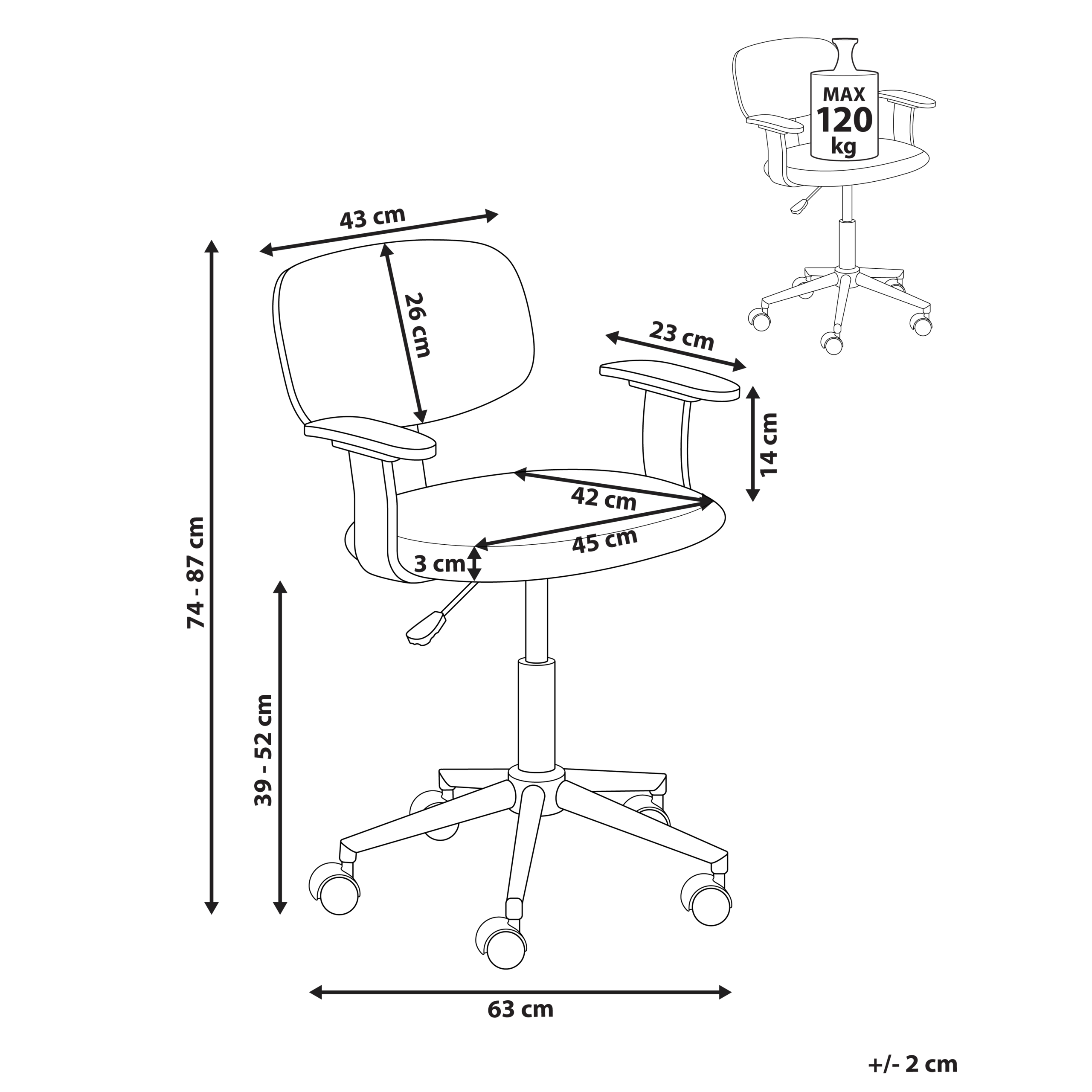 Office chair GUNNISON Synthetic linen Light Grey [3]